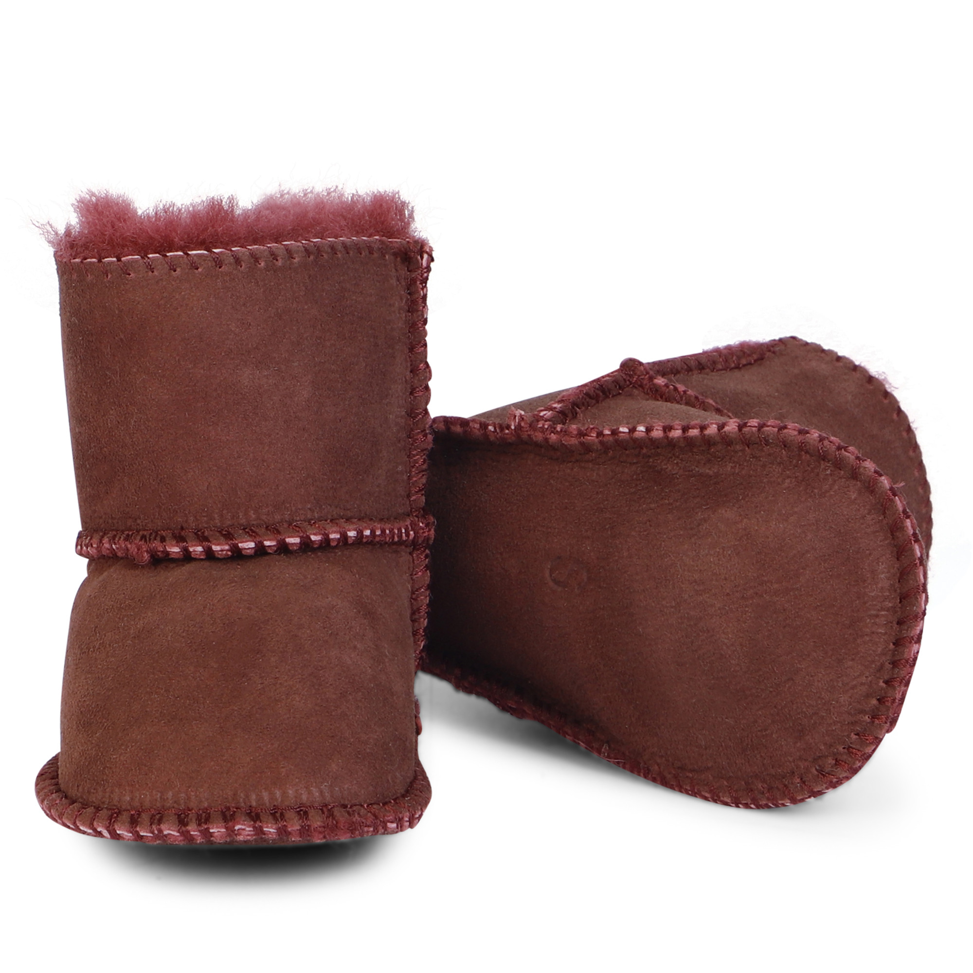 En Fant Baby Suede Fleece Boots in Burgundy