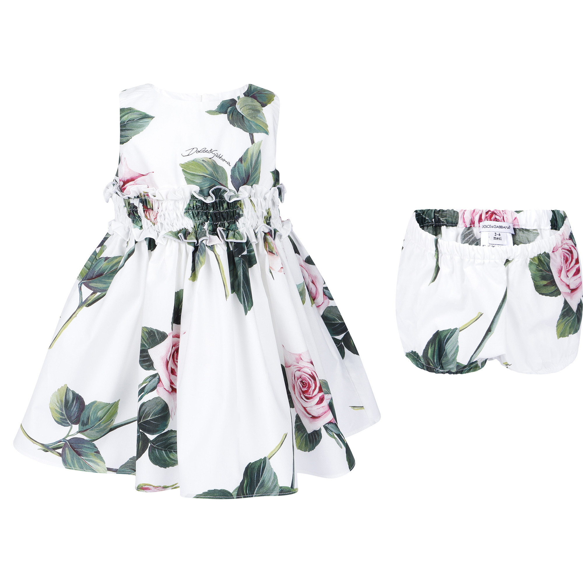 Dolce & Gabbana Baby Rose Print Dress & Bloomers