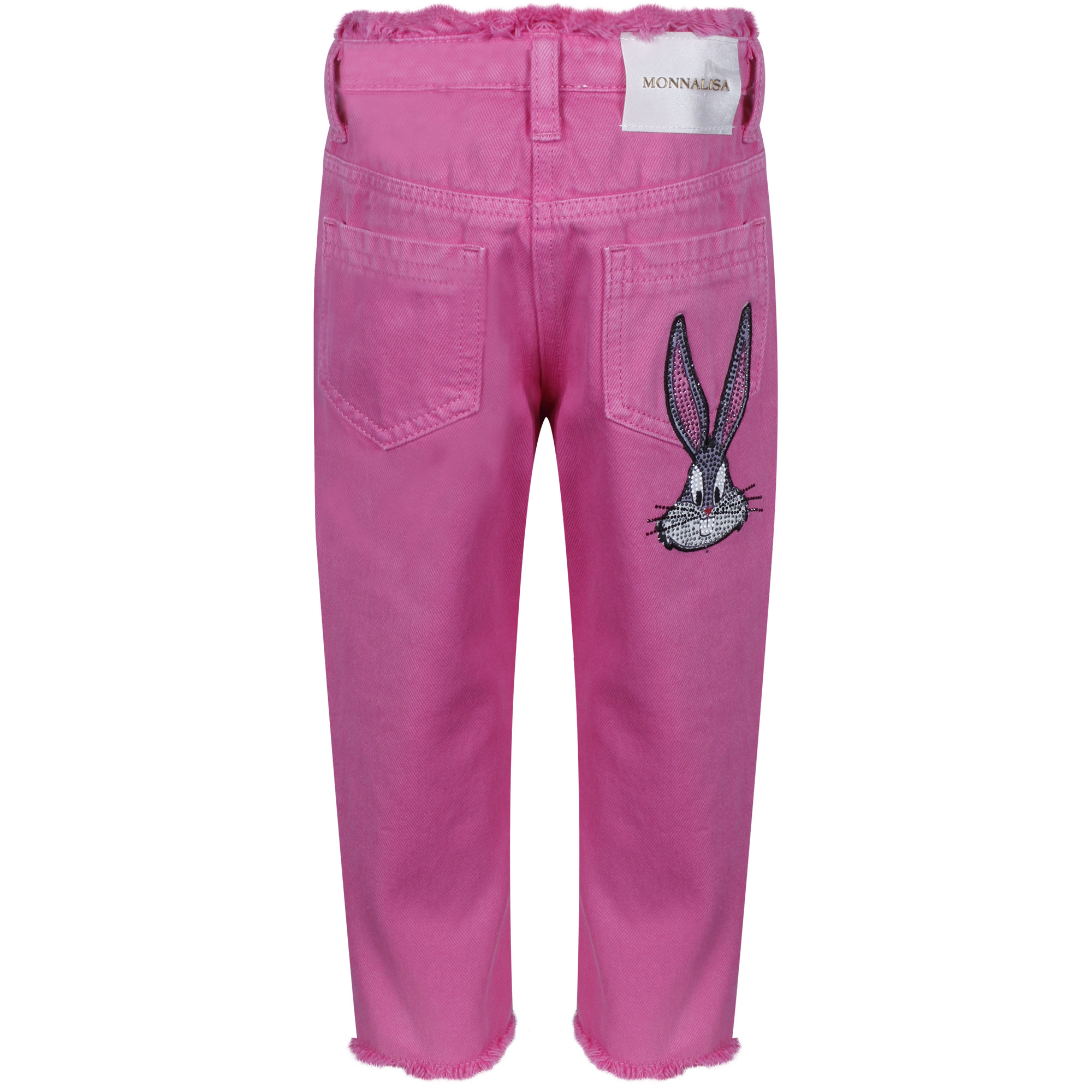 Monnalisa Girls Crystal Bugs Bunny Jeans in Pink —
