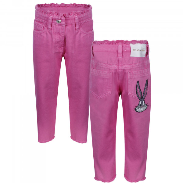 Monnalisa Girls Crystal Bugs Bunny Jeans in Pink