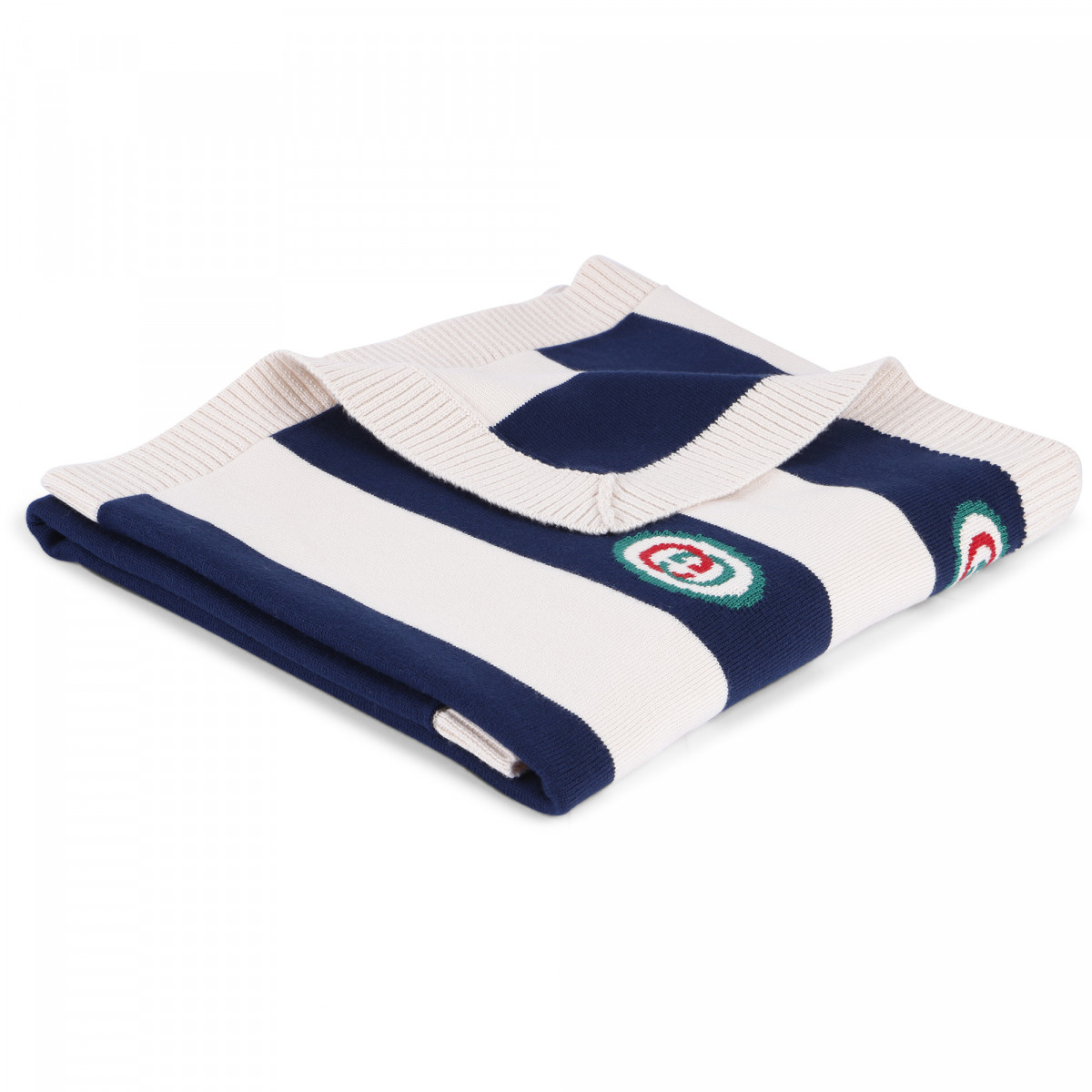 Gucci Striped Baby Blanket in Navy & Beige