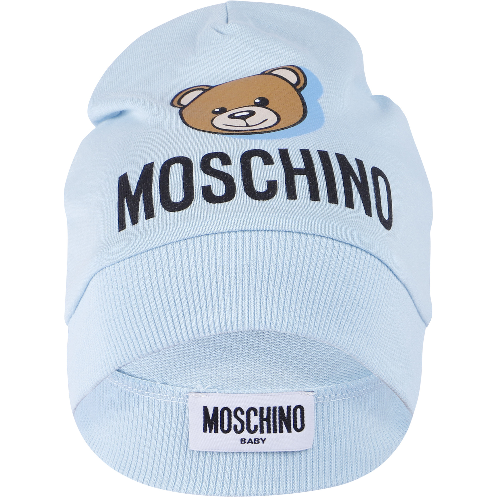 Moschino Baby Logo Onesie and Bib Set in Blue