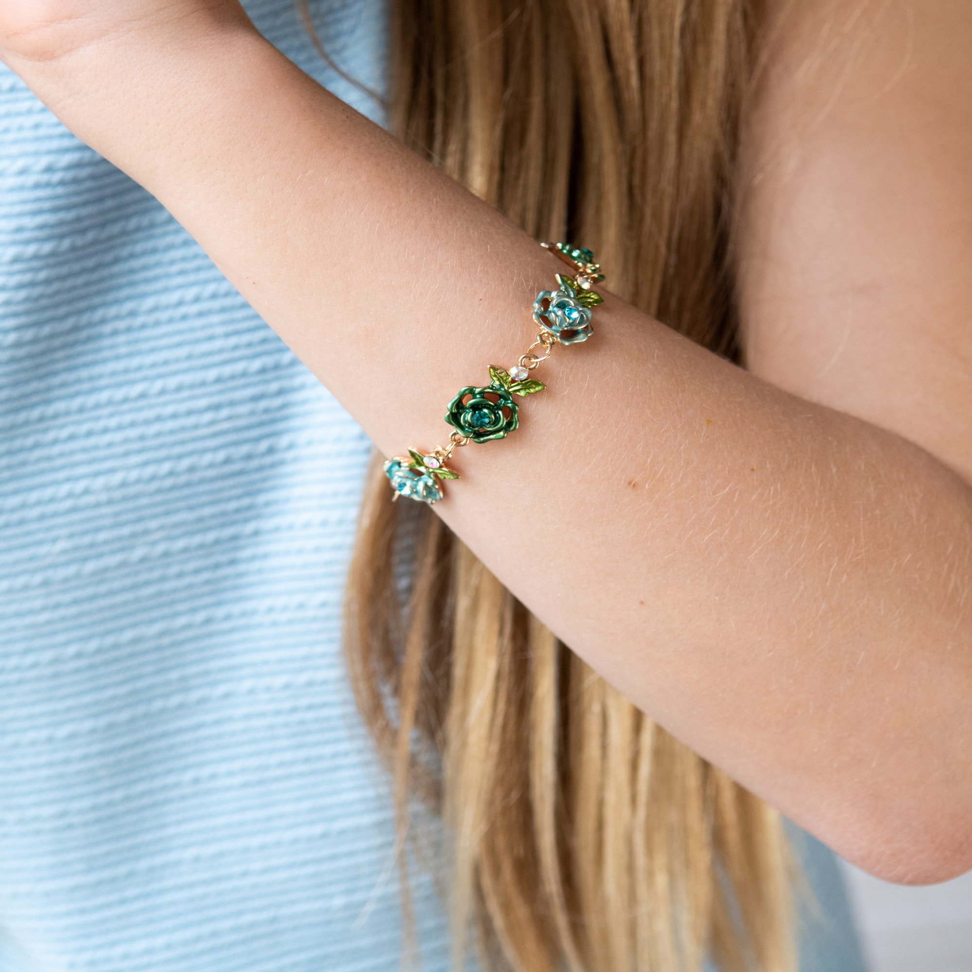 David Charles Girls GoldTone Bracelet with Roses