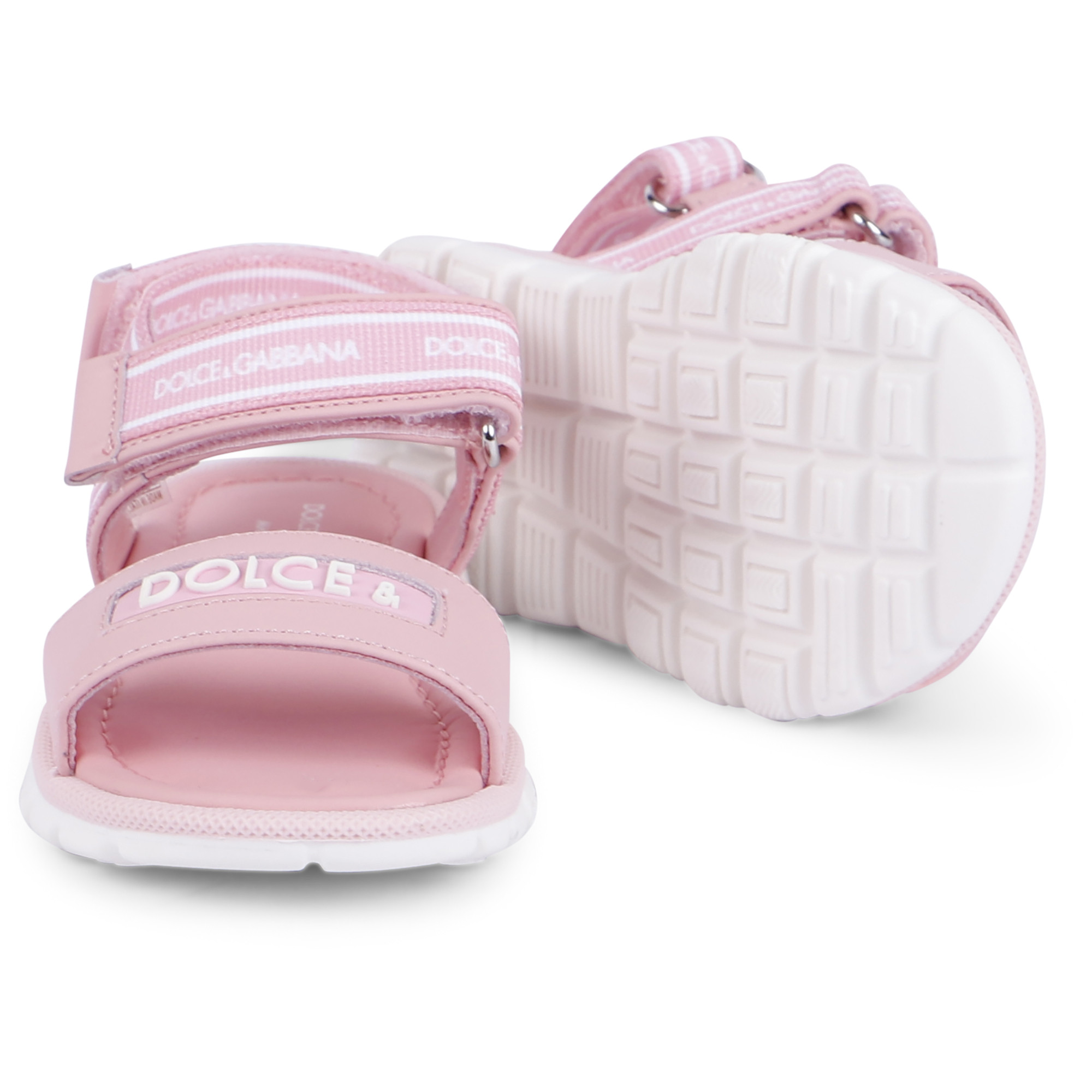 Dolce & Gabbana Baby Leather Logo Sandals in Pink