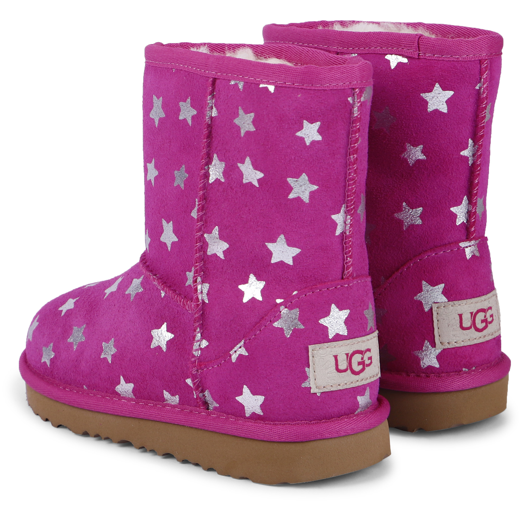UGG Girls Pink Fleecy Boots with Stars 