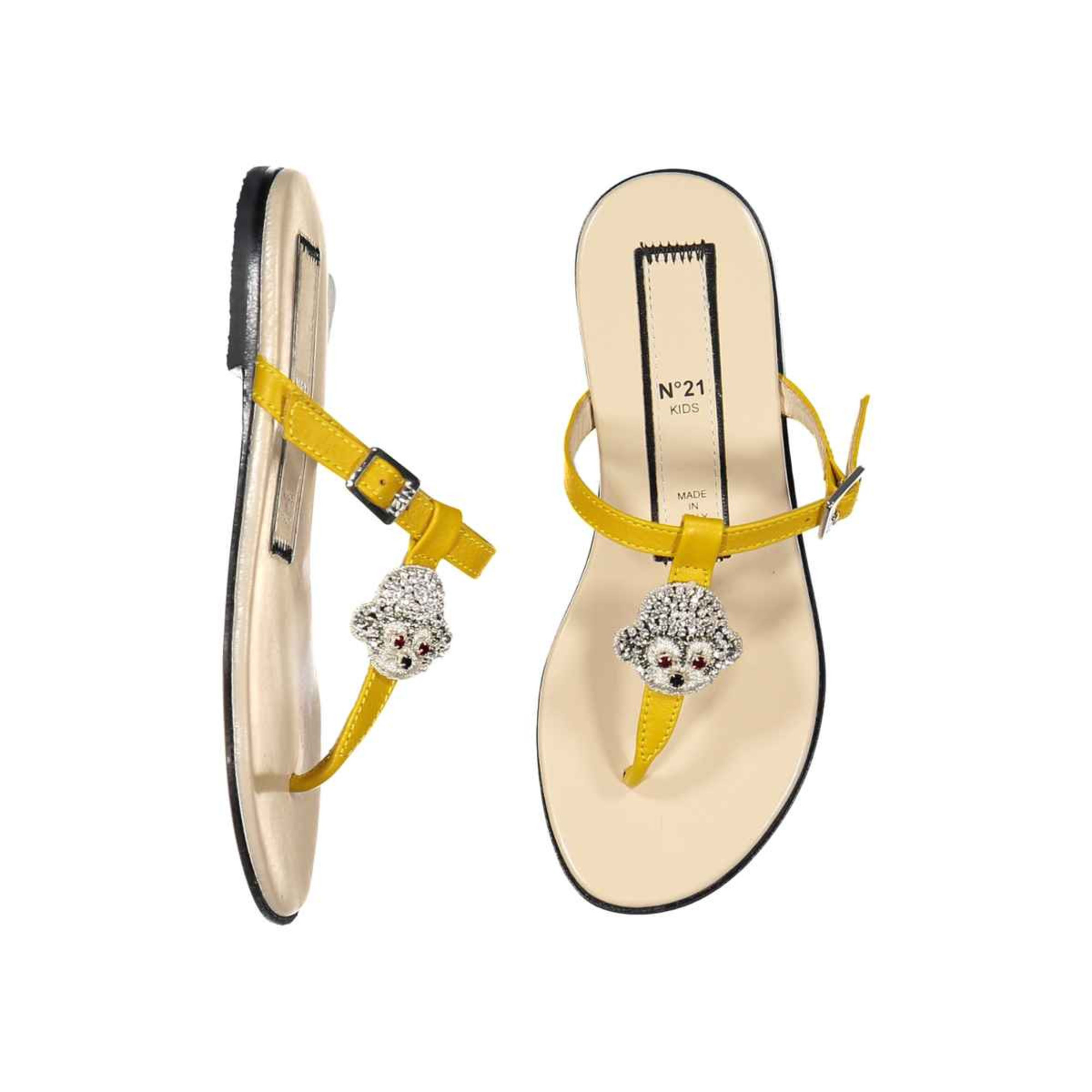 N21 KIDS Yellow sandals with rhinestone monkey detail for Girls