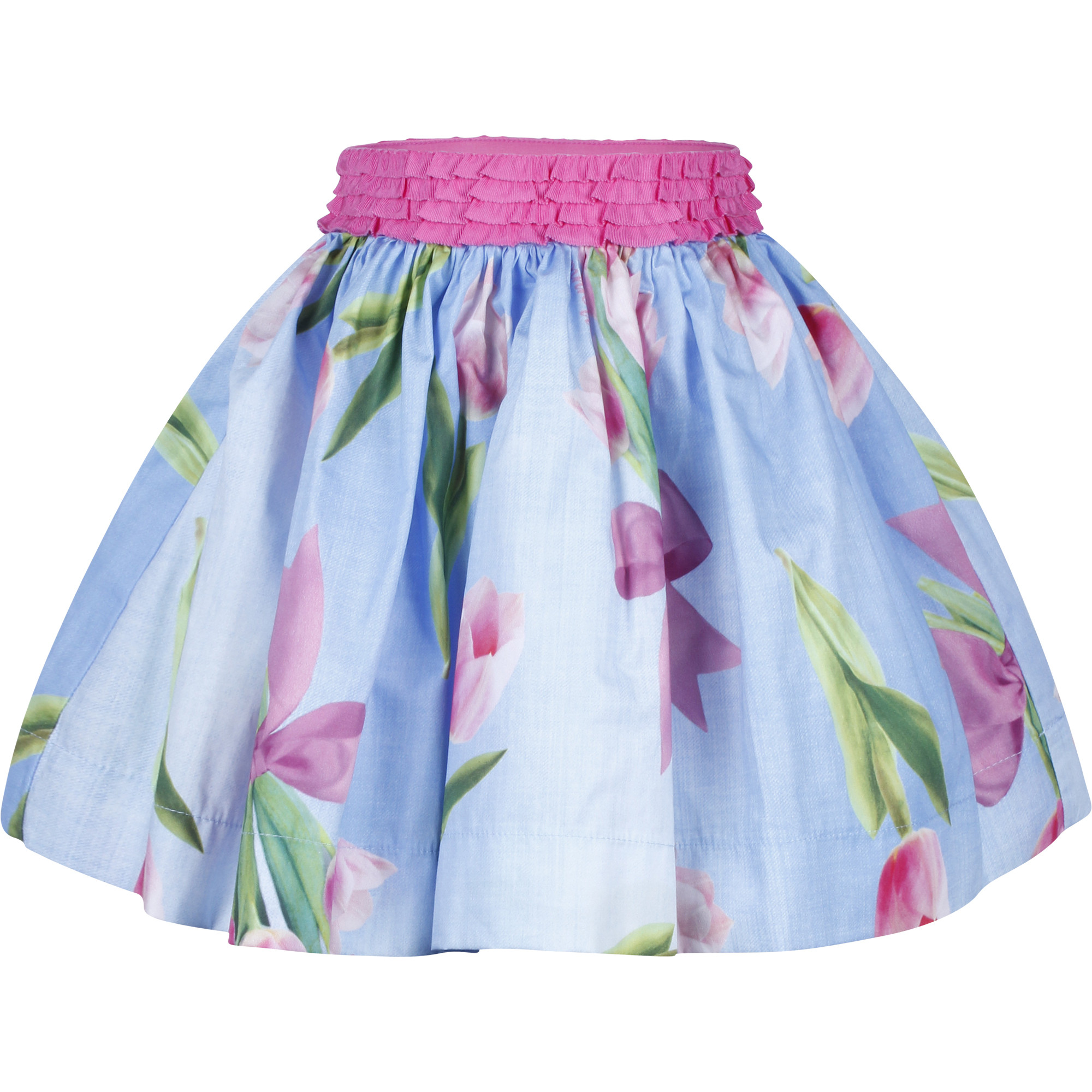 Monnalisa Girls Flower Skirt in Blue