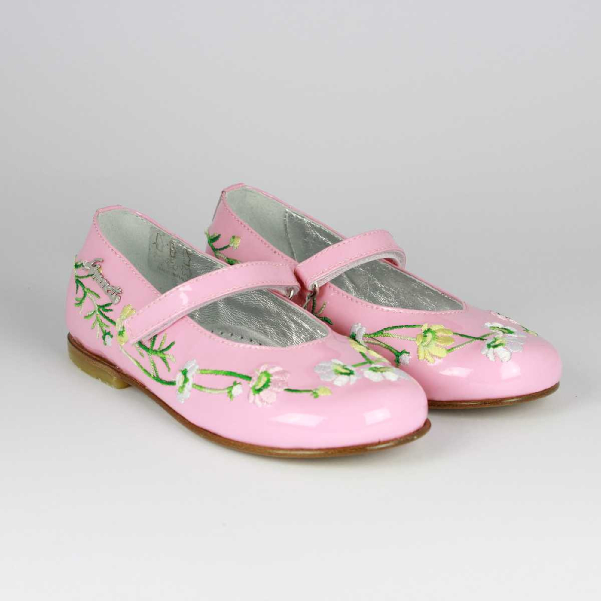 Pink ballerinas with embroidered flowers for Girls