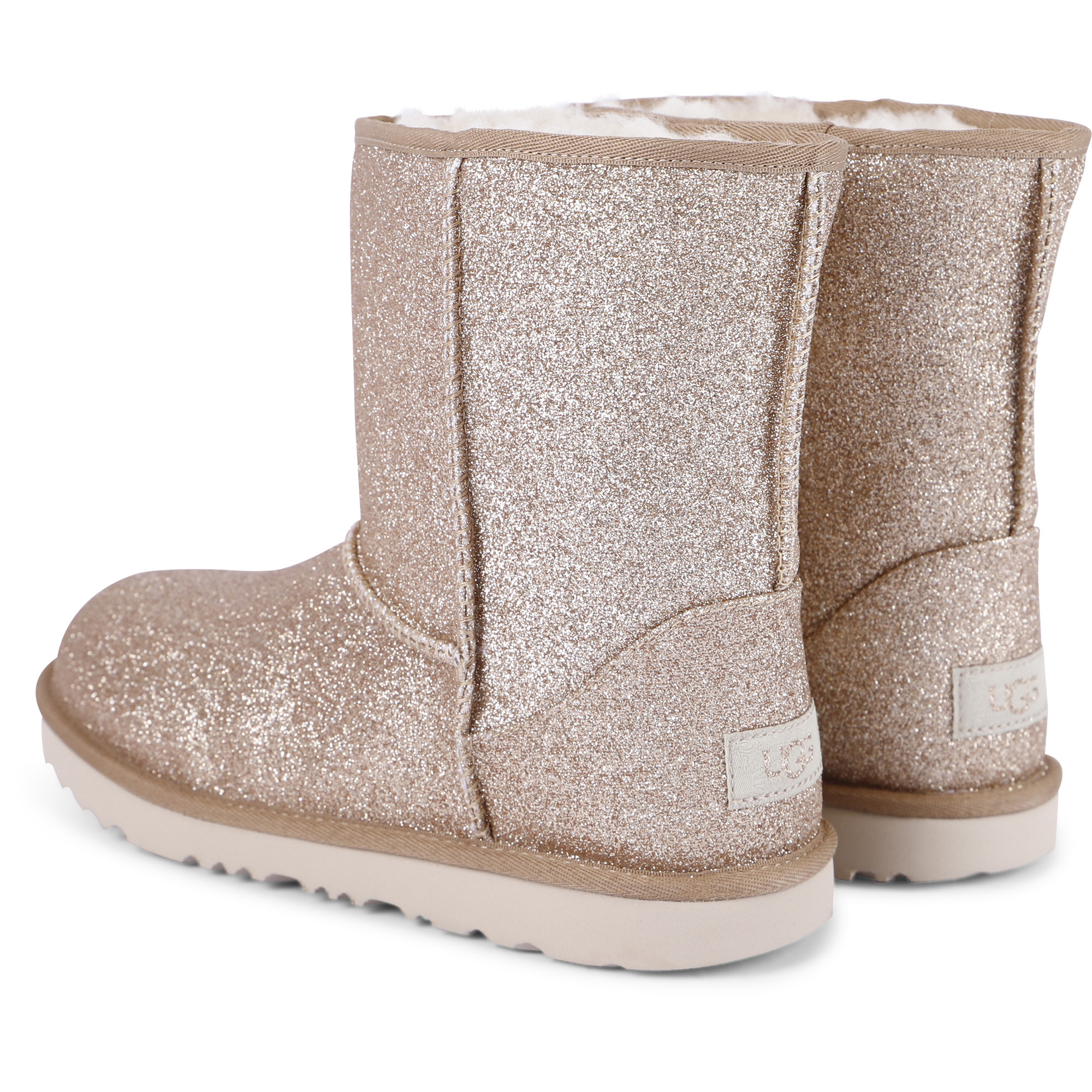 UGG Girls Glitter Sheepskin Boots in Gold —