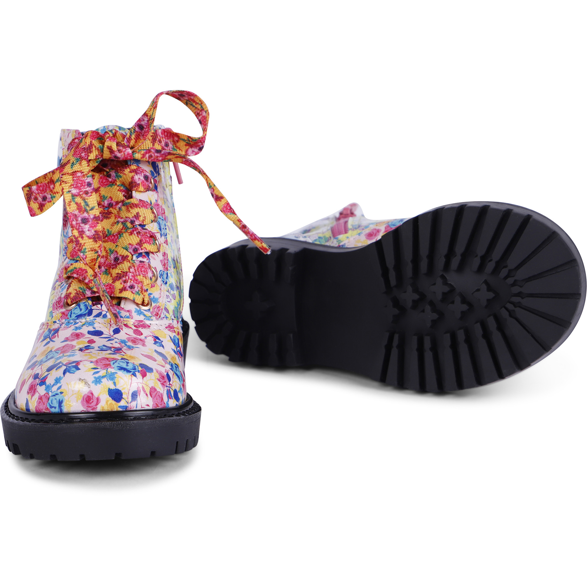 Sophia ster Girls LaceUp Floral Boots —