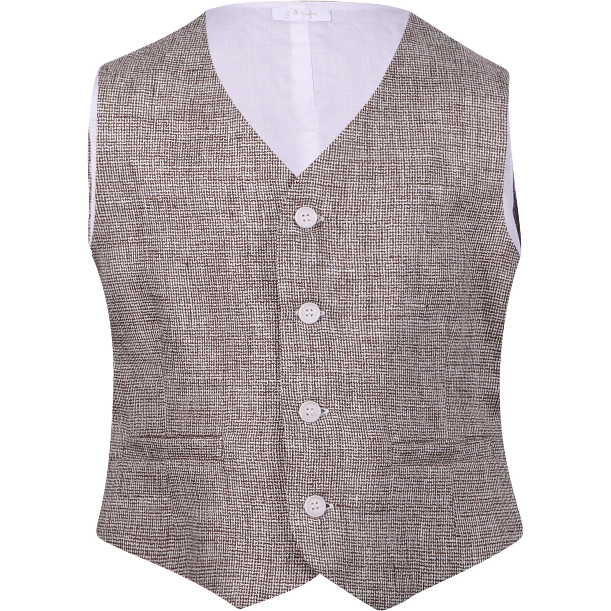 Il Gufo Boys Linen Vest in Light Brown —