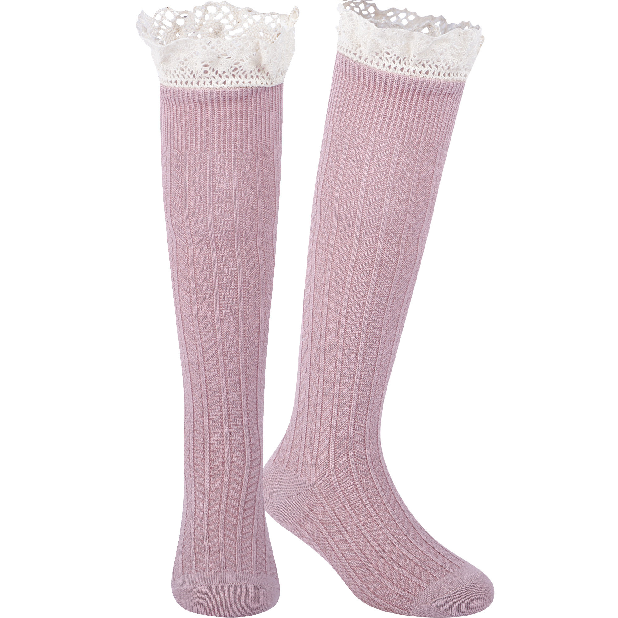 Rock Your Baby Girls Knee High Knit Socks in Pink