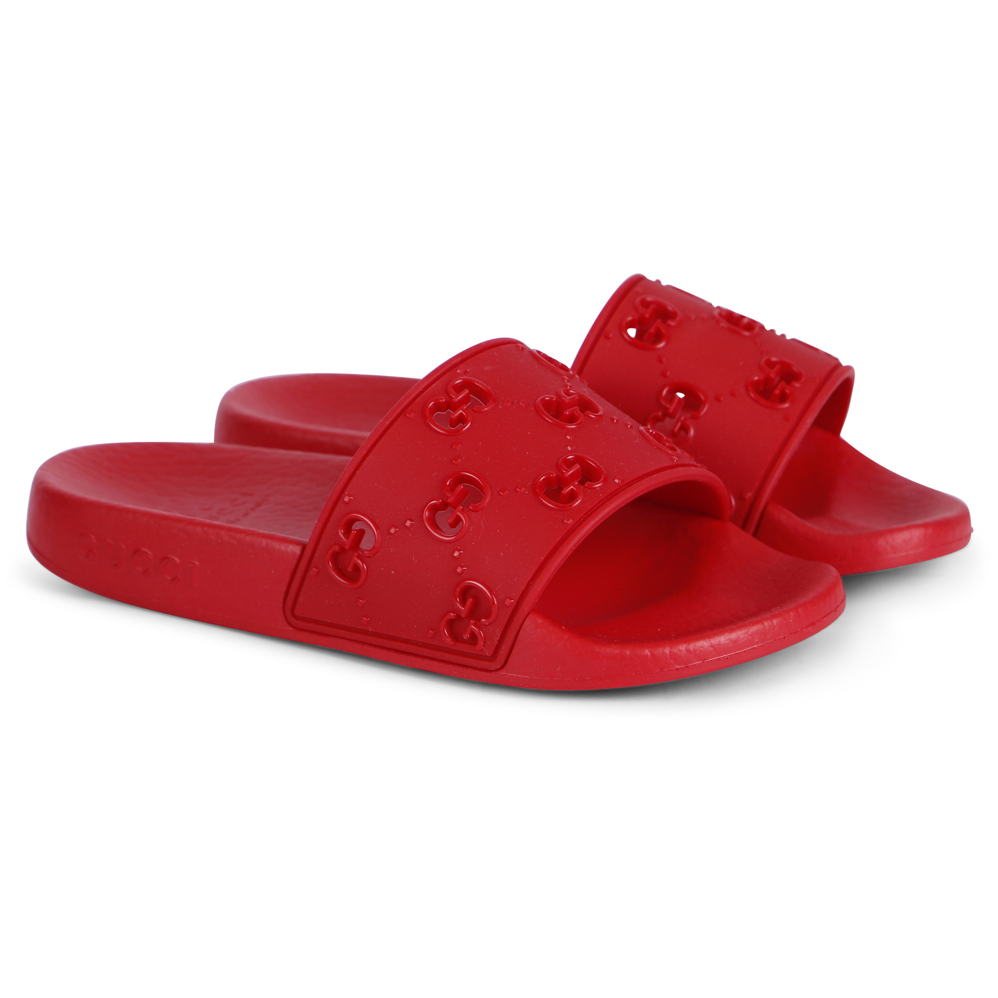  Gucci  Logo Slide Sandals  in Red BAMBINIFASHION COM