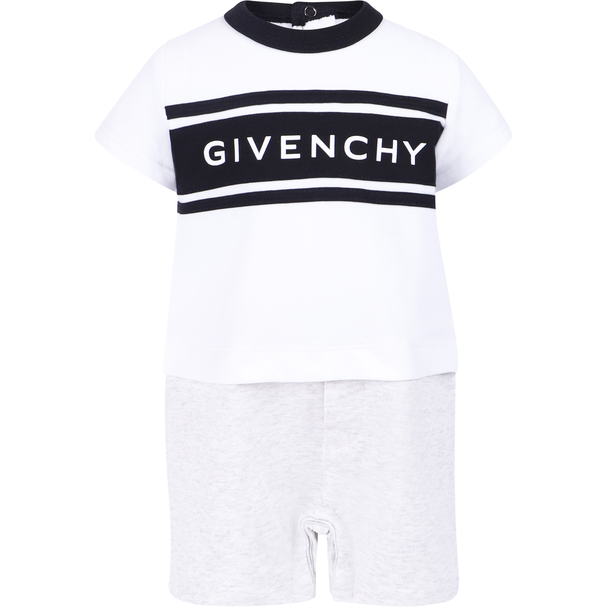 Givenchy Baby Logo Playsuit in White and Grey