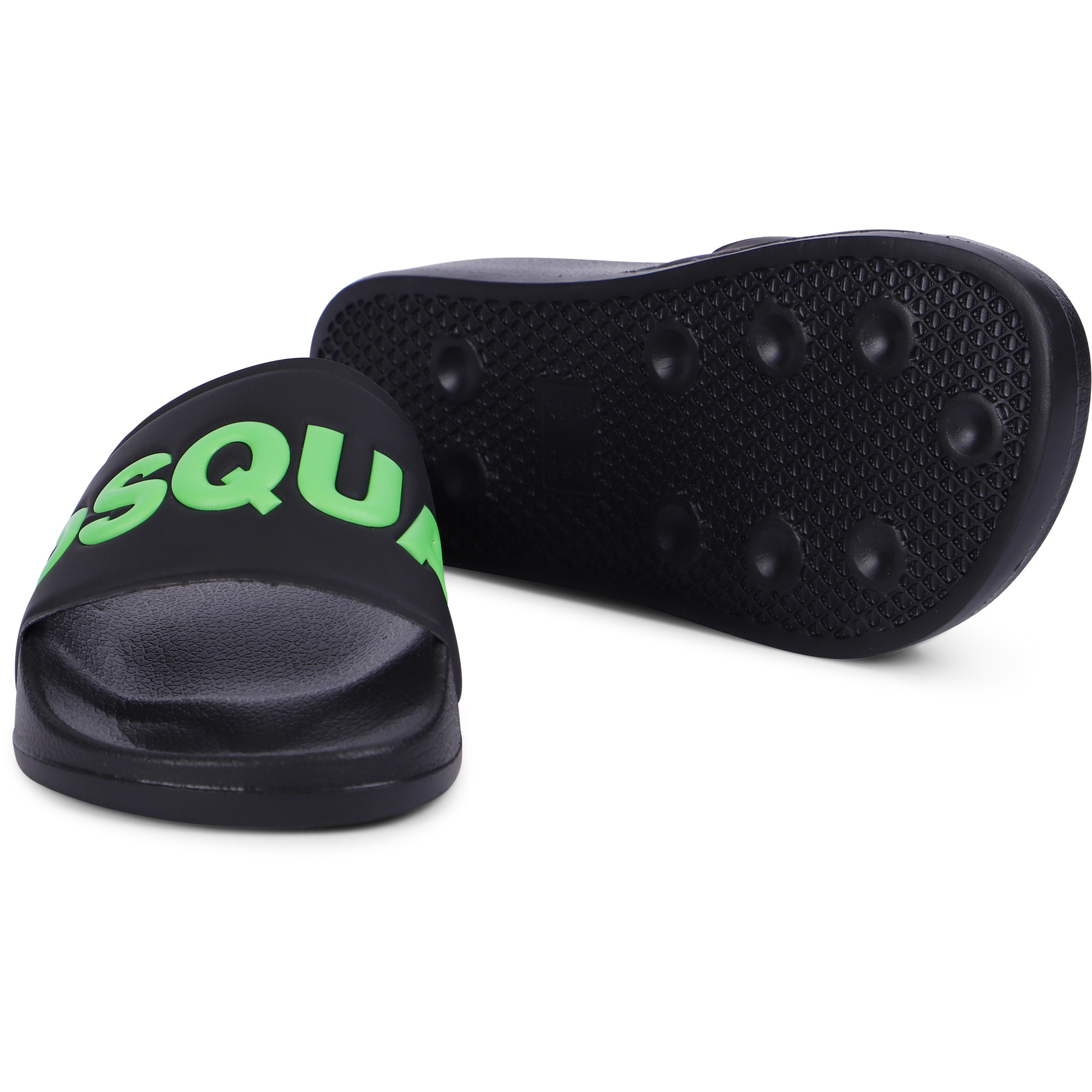 sass rhinestone logo slide sandals