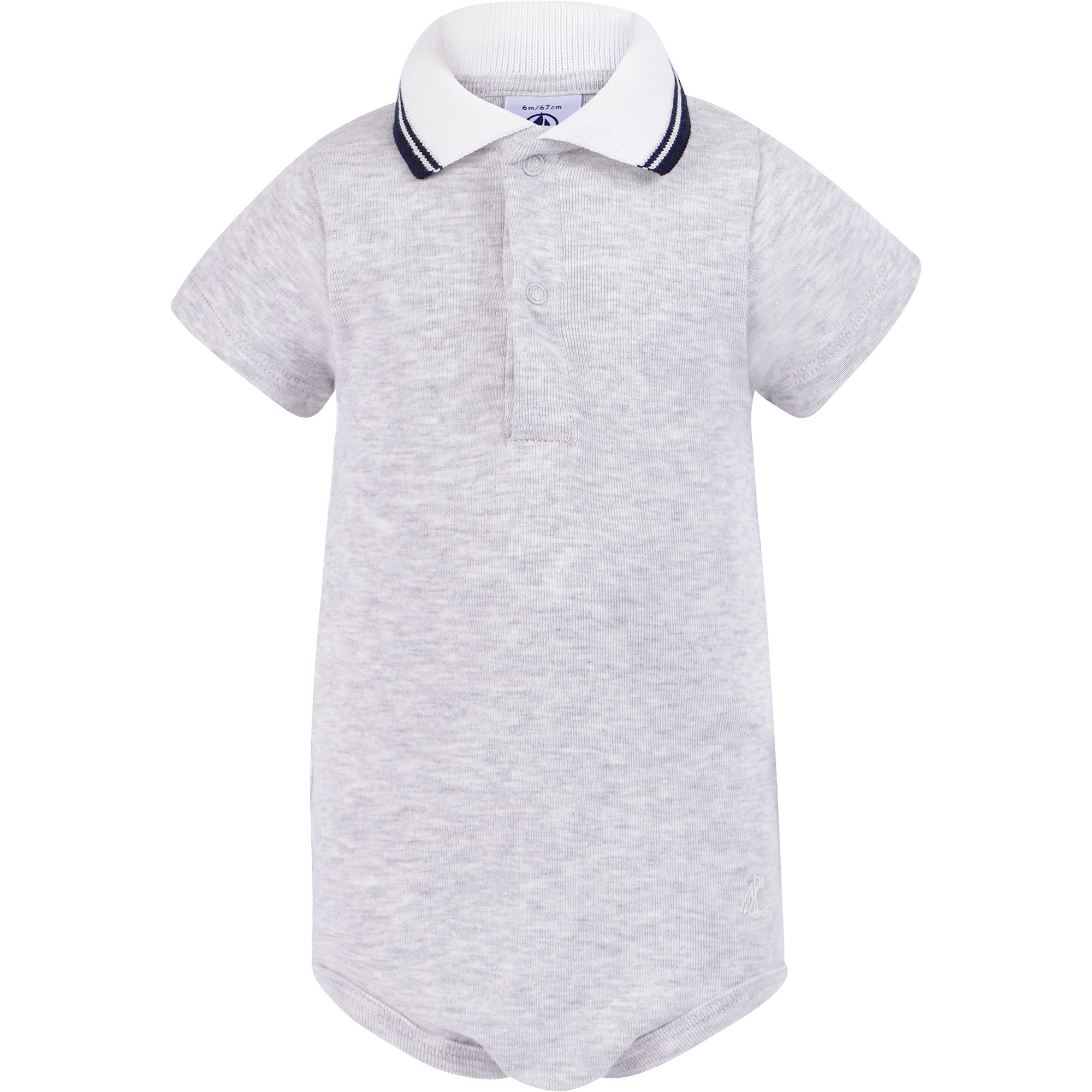 Petit Bateau Boys' Collared Onesie in Grey