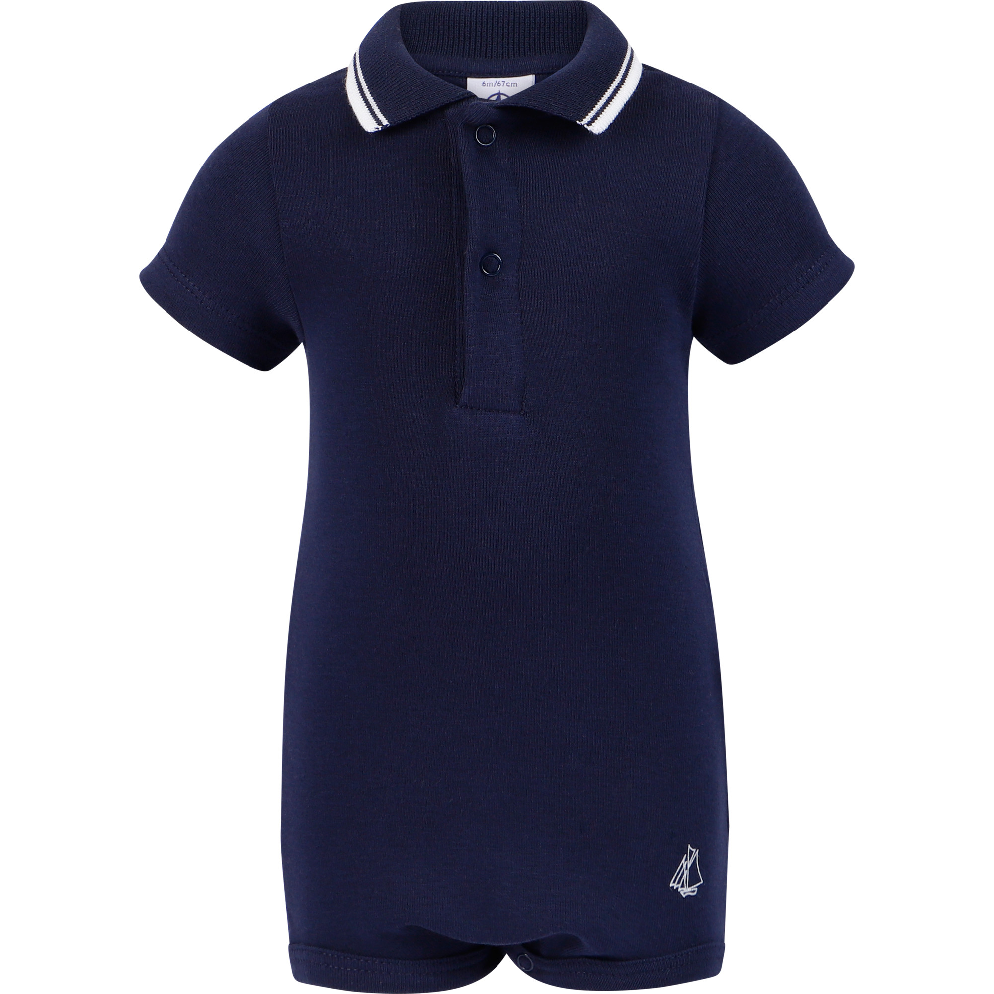 Petit Bateau Boys' Collared Onesie in Navy