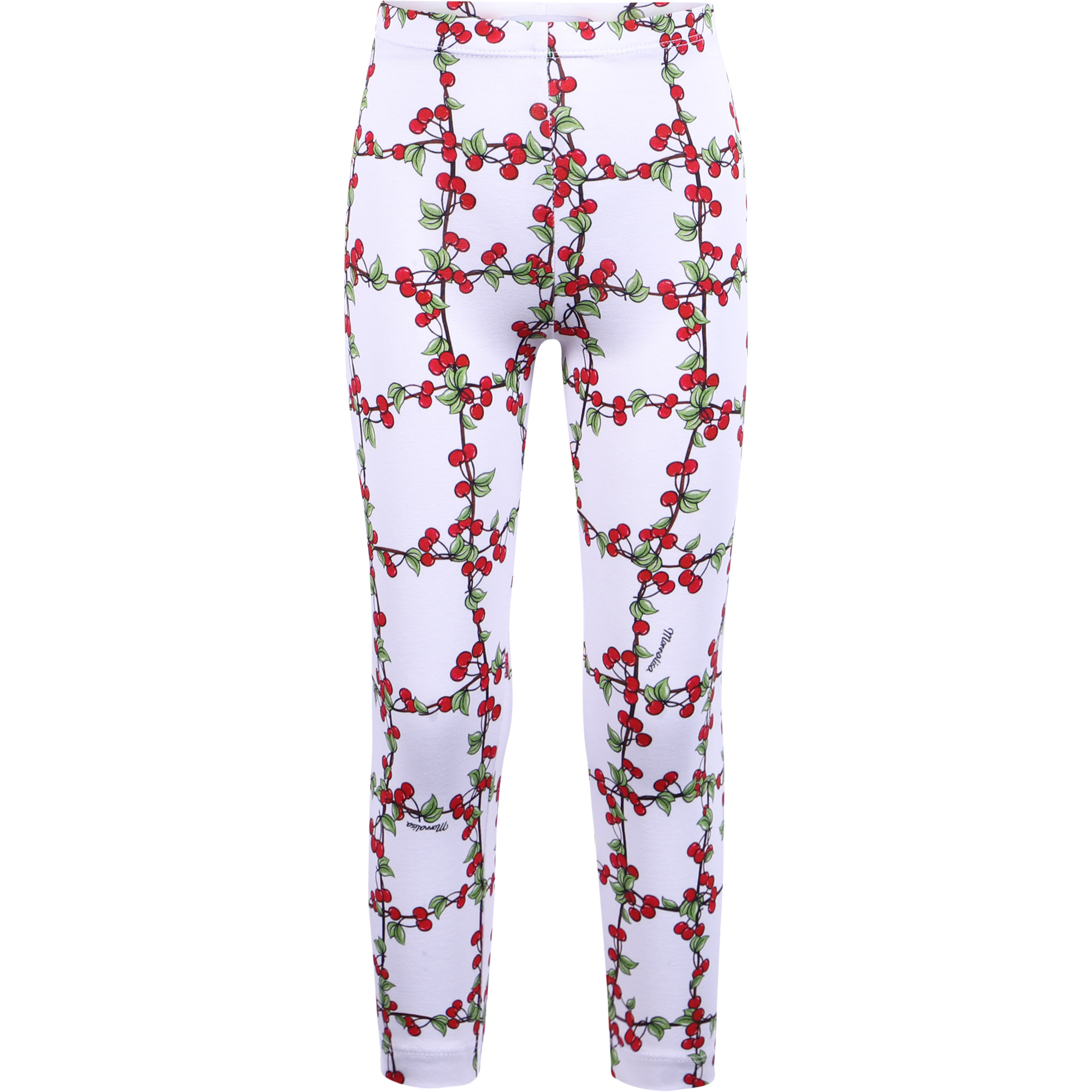 Monnalisa Girls' Cherry Print Leggings in White —
