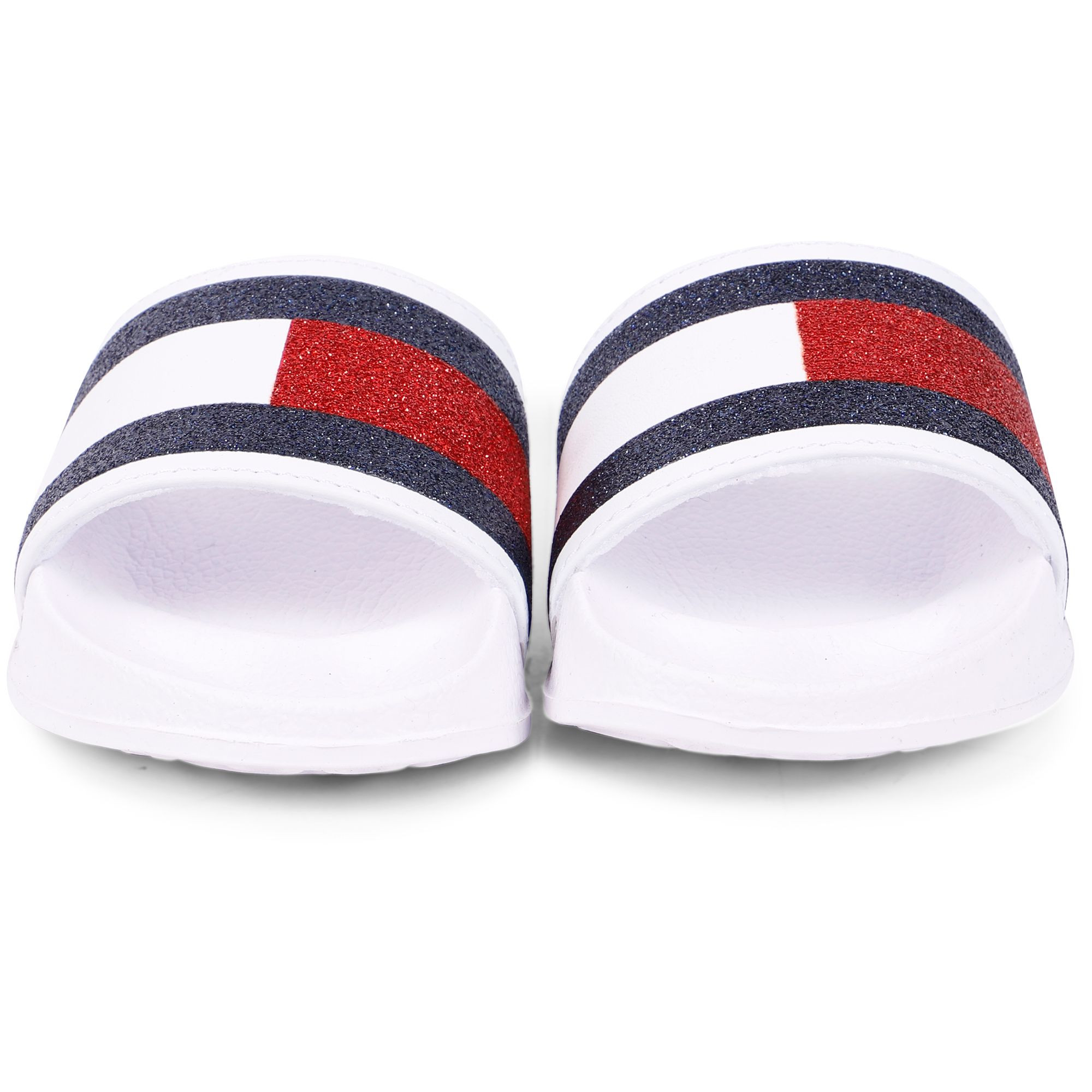 white tommy hilfiger slides