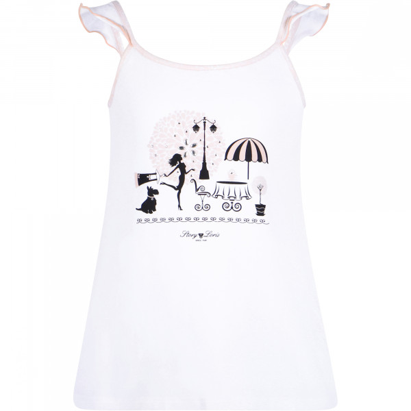 Paris Life Print Pyjama in White and Pink