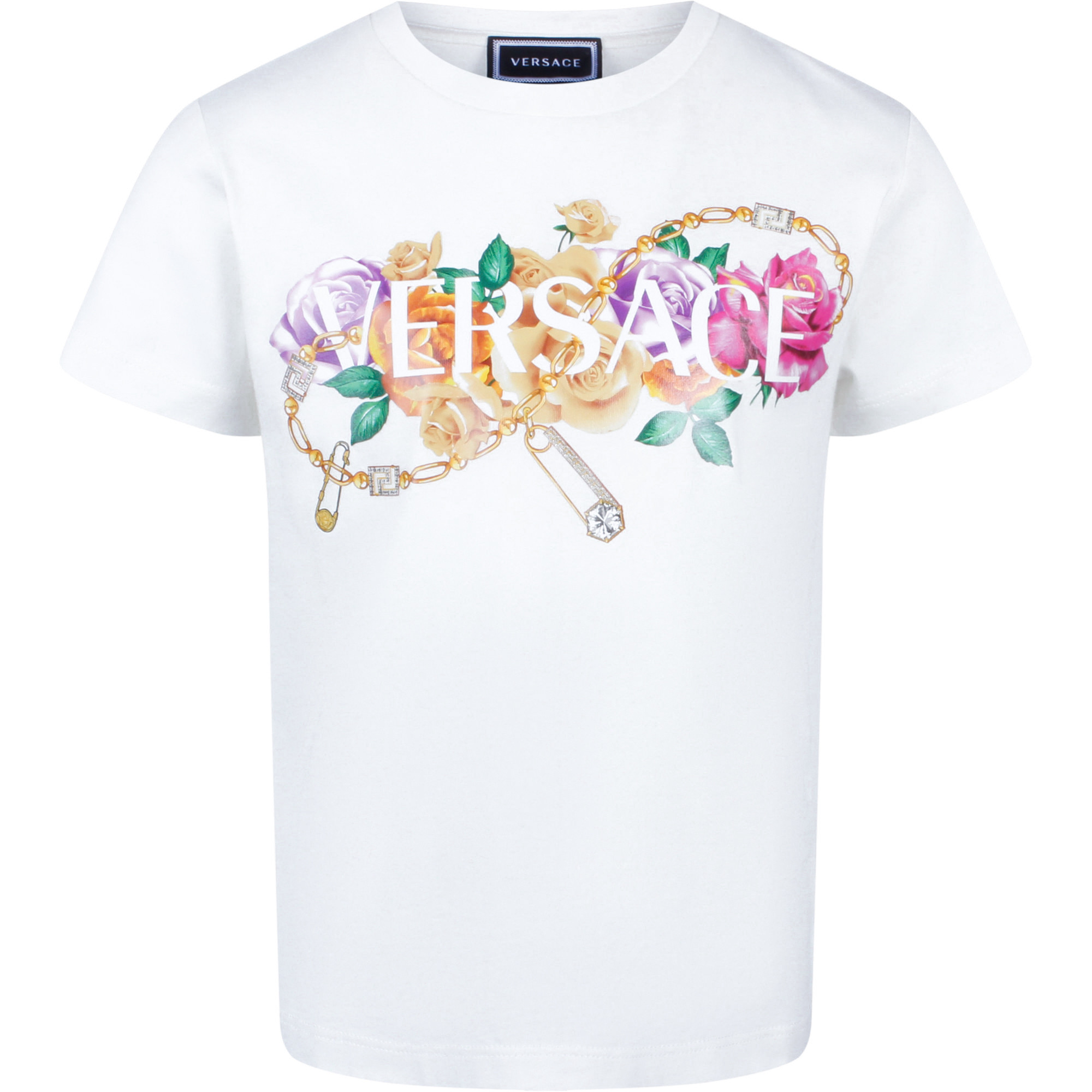 Versace Girls Floral Logo T-Shirt in 