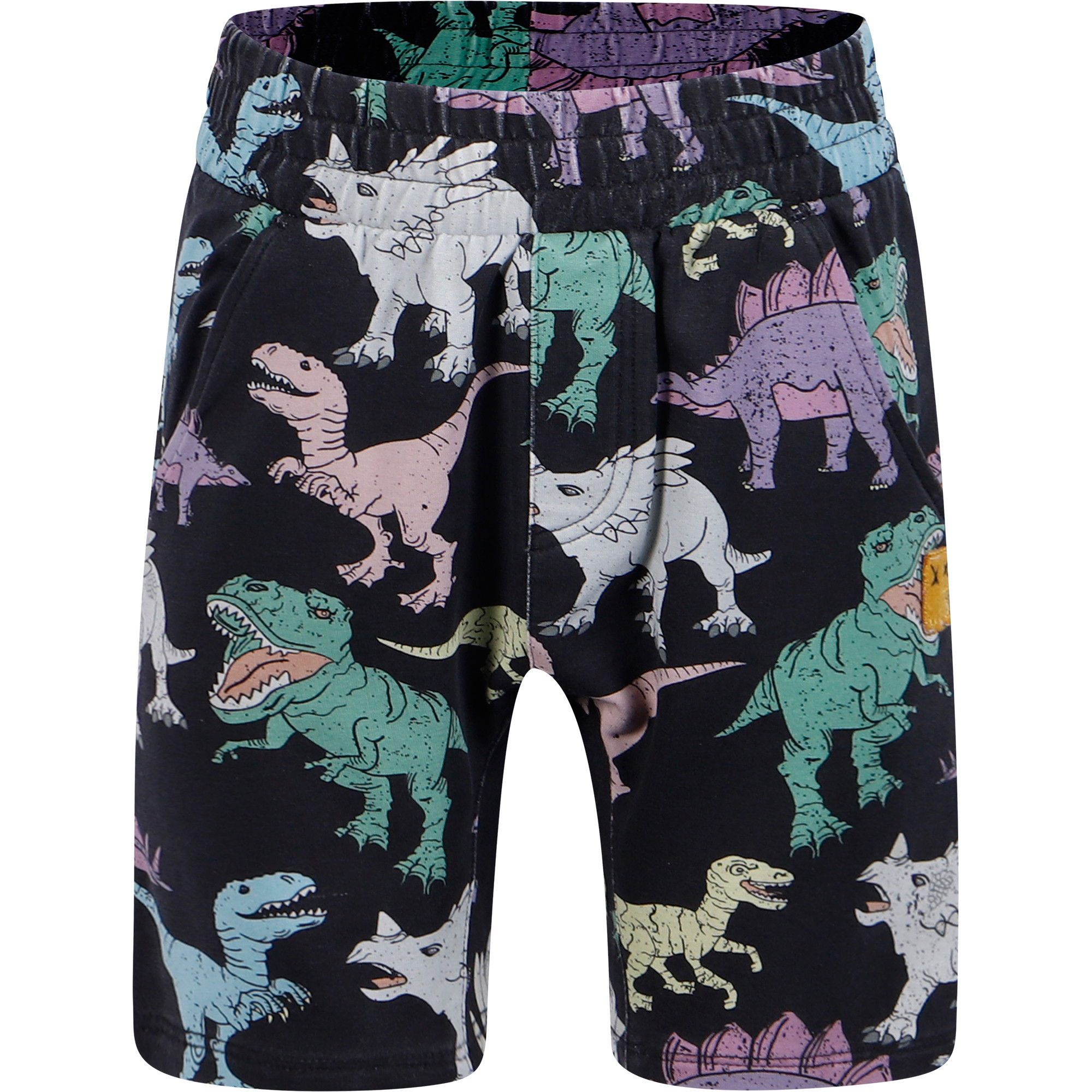 Rock Your Baby Dinosaur Print Bermuda Shorts in Black —