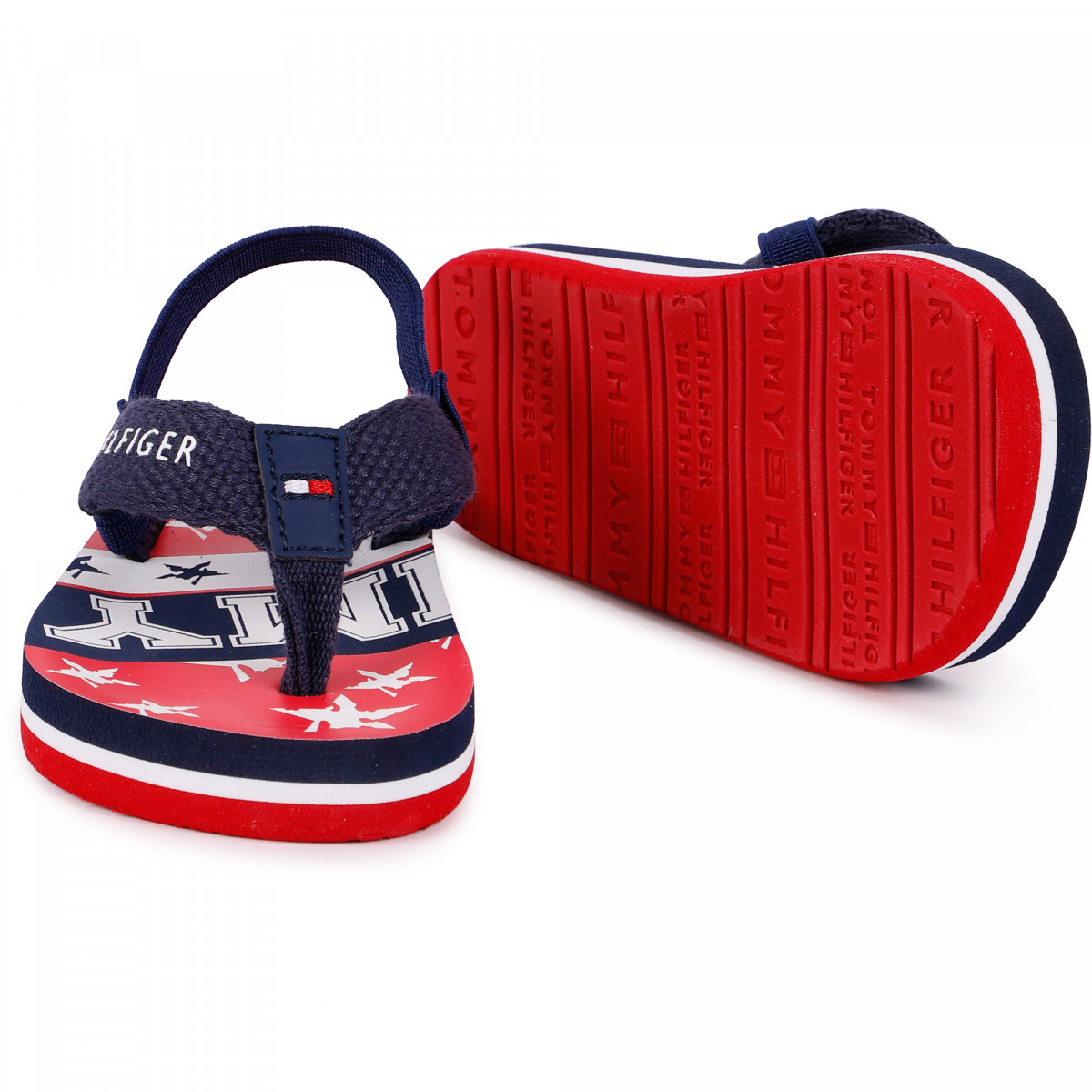 tommy hilfiger logo flip flops