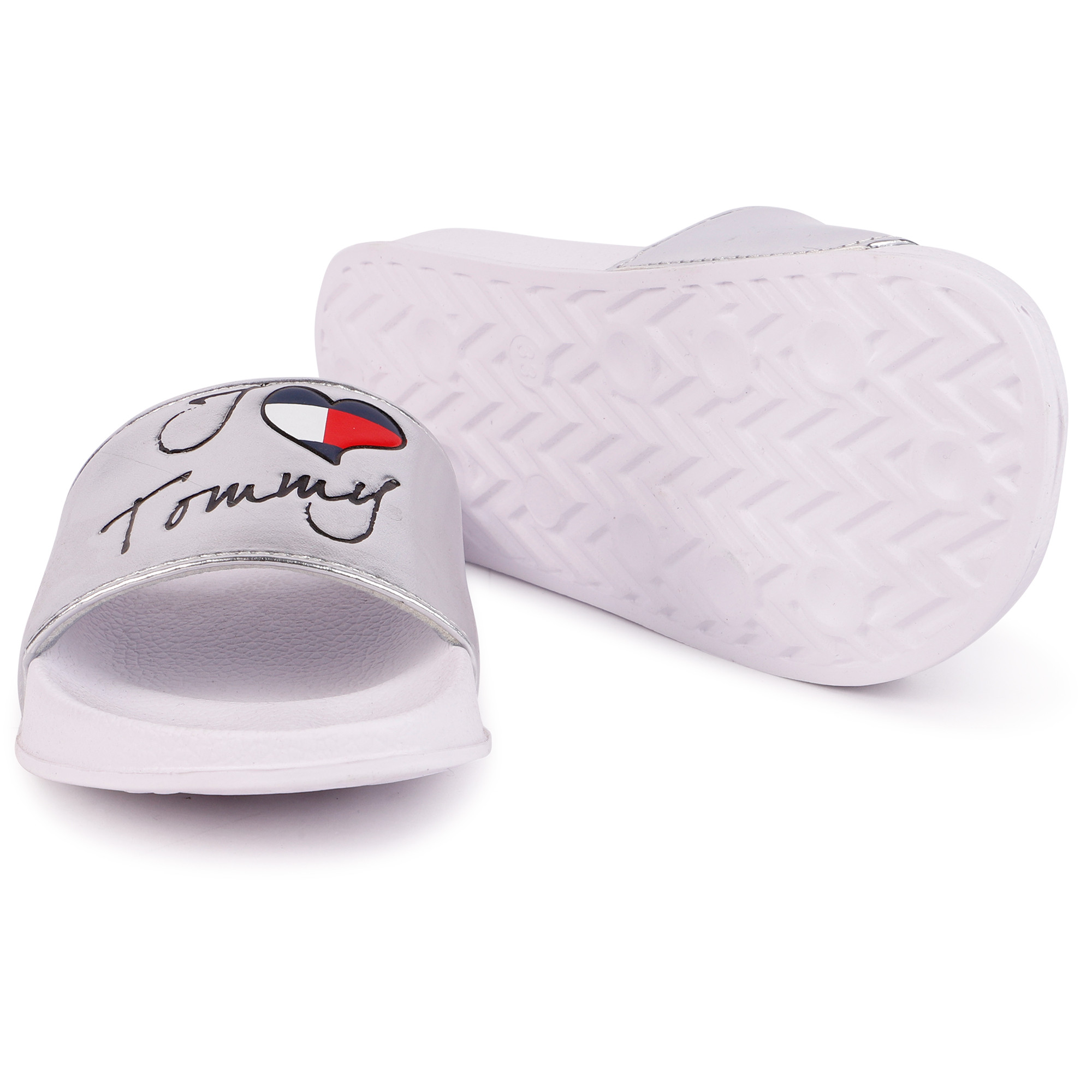 Tommy Hilfiger - Flag Logo Slide Sandals White - Babyshop.com