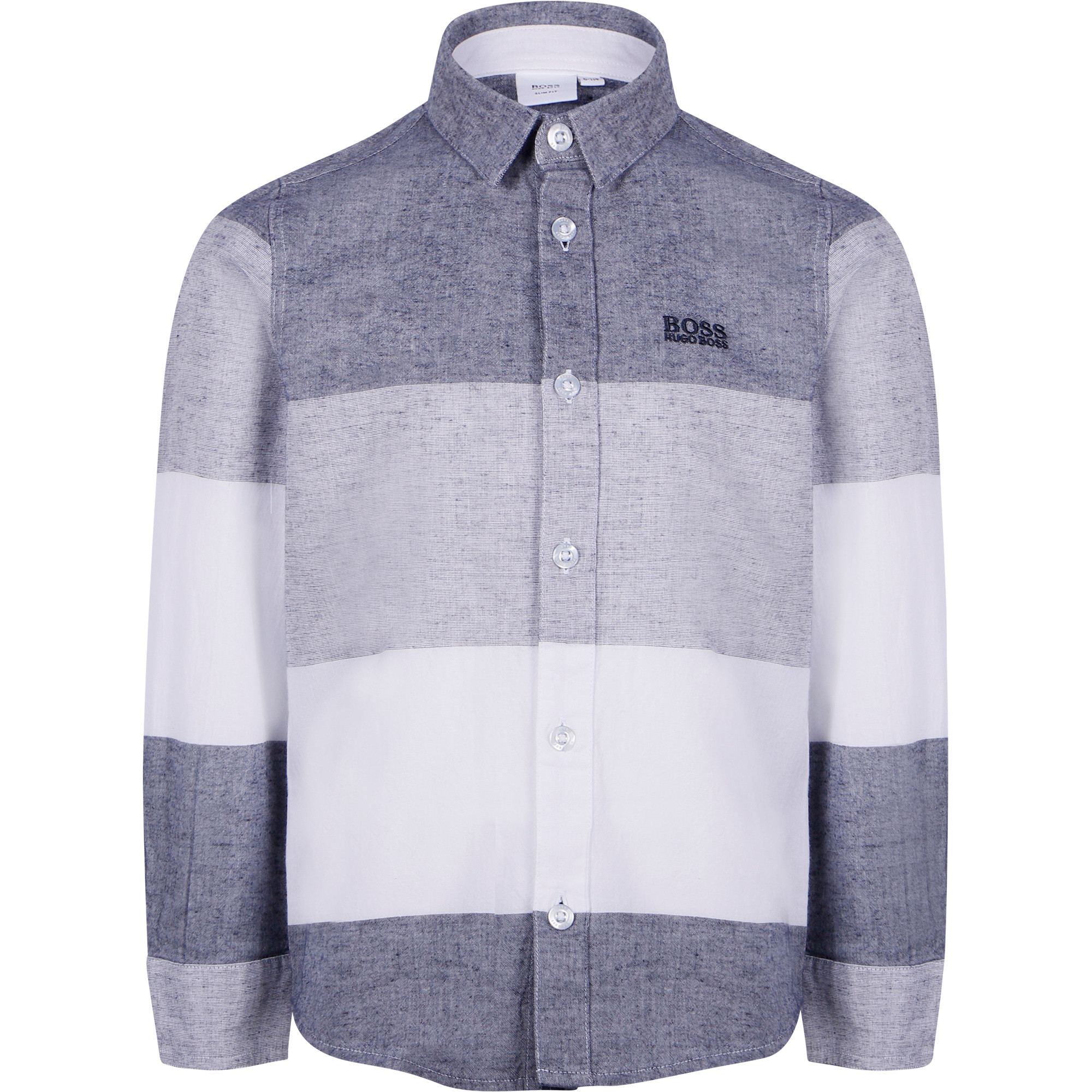 BOSS Striped Shirt in Grey and White