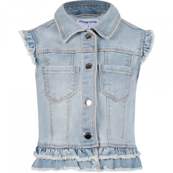 Denim Gilet in Bleached Blue