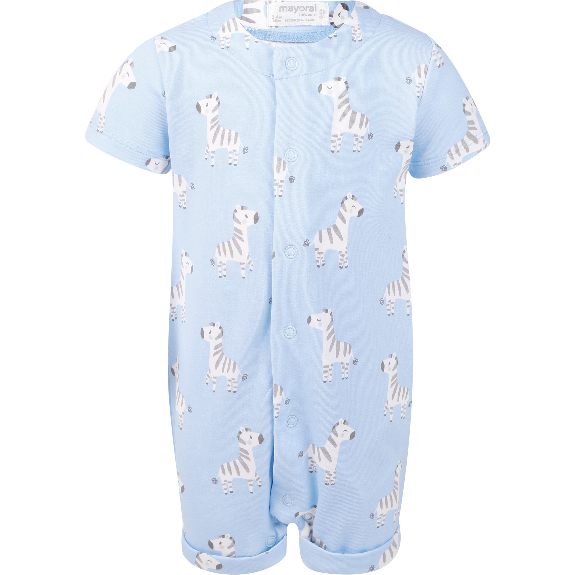 Mayoral Zebra Onesie Set in Blue and White