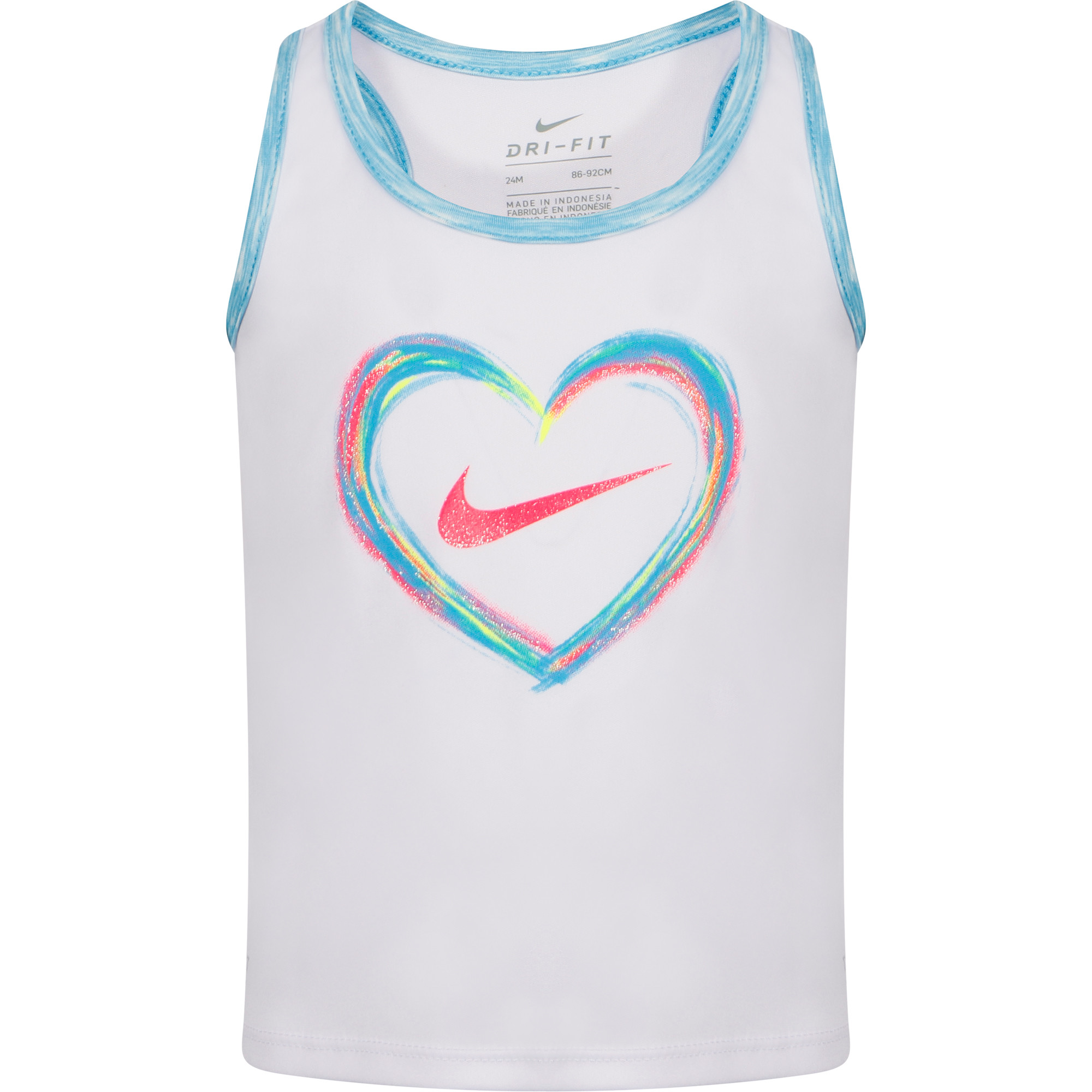 Nike Heart Logo Playsuit in White and Blue - BAMBINIFASHION.COM