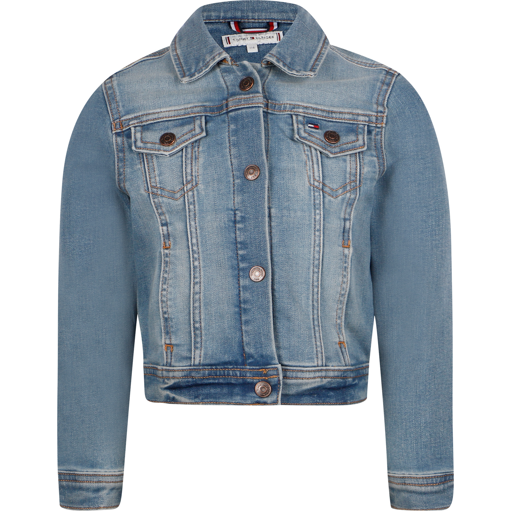 Tommy Hilfiger Logo Denim Jacket in Blue â BAMBINIFASHION.COM