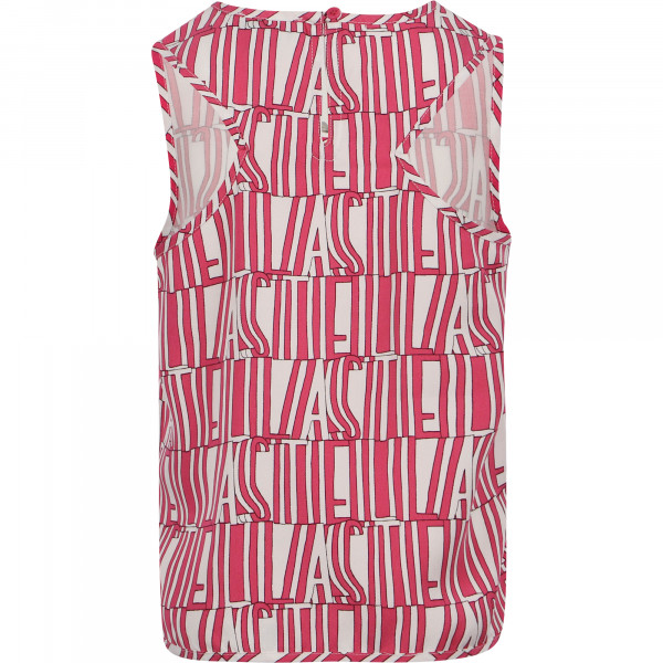 Sleeveless Monogram Top in Red and White