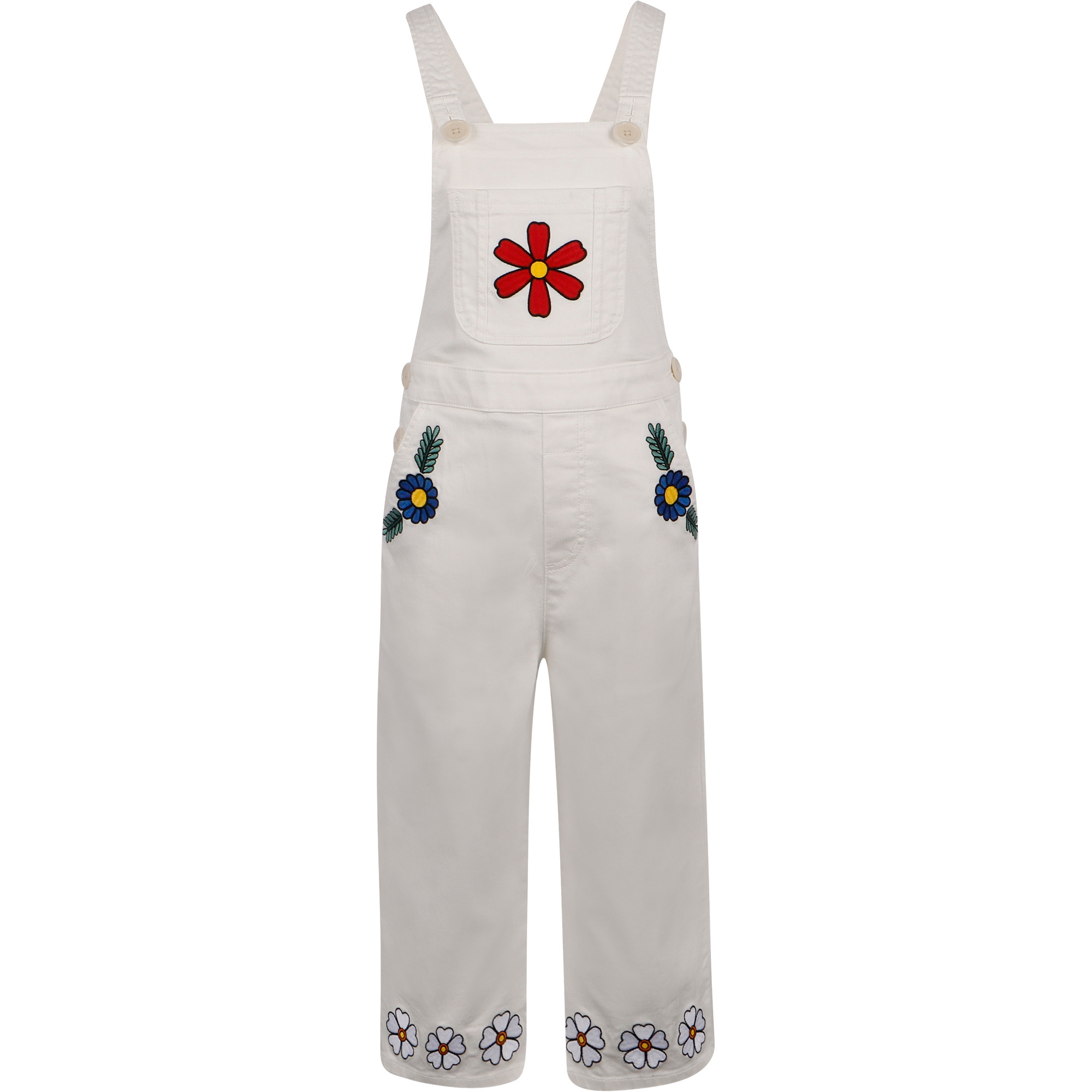 Stella McCartney Floral Embroidery Overalls in White