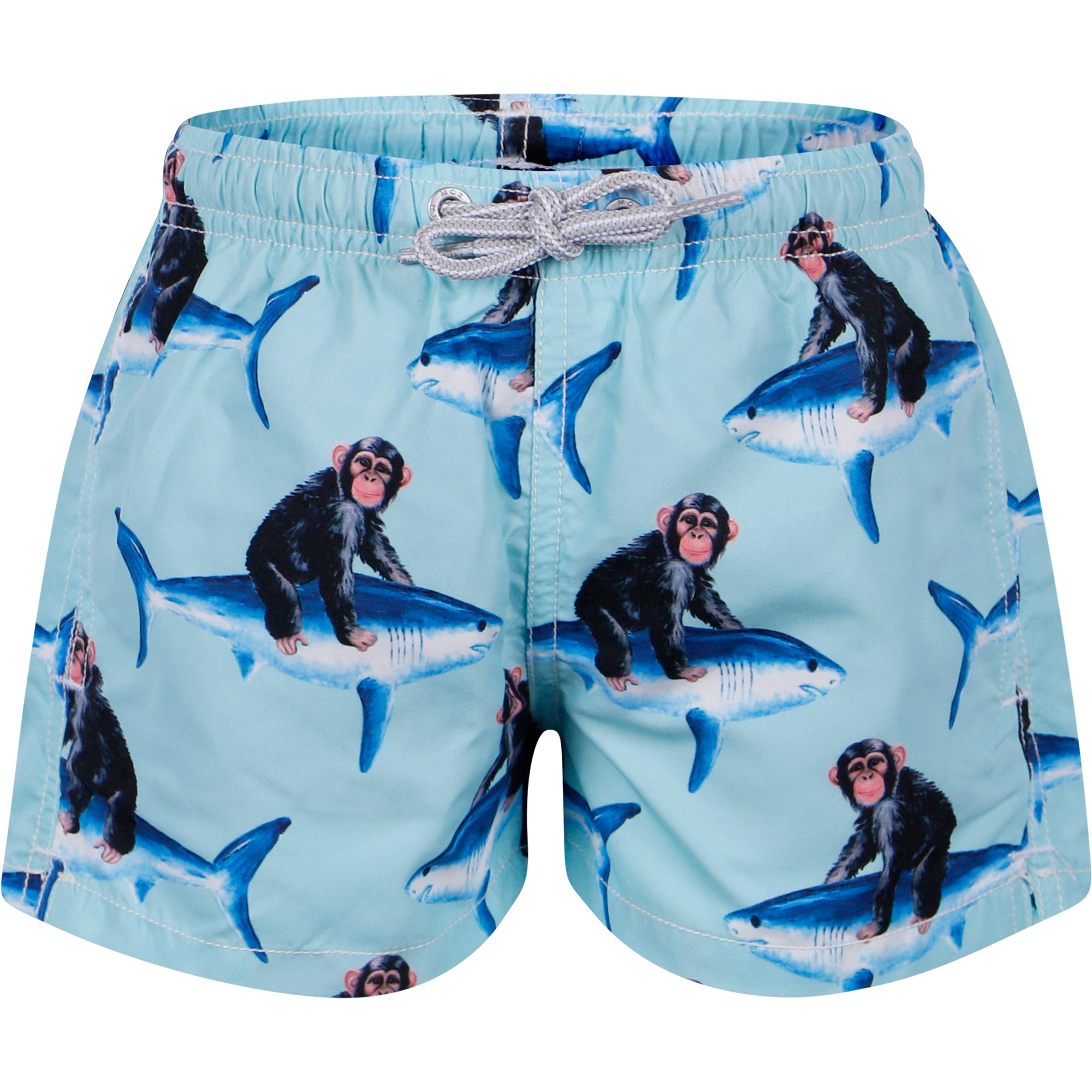 MC2 Saint Barth Monkey Sharks Swimming Trunks in Blue —