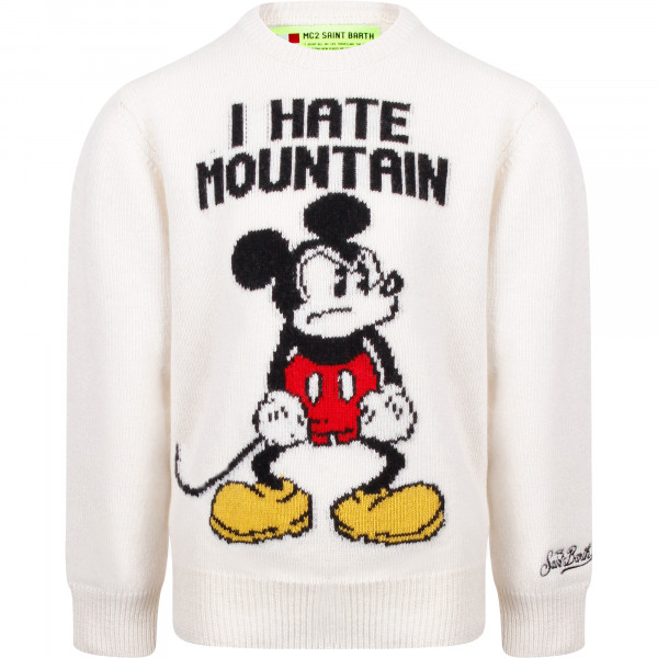 Angry Mickey Sweater in White