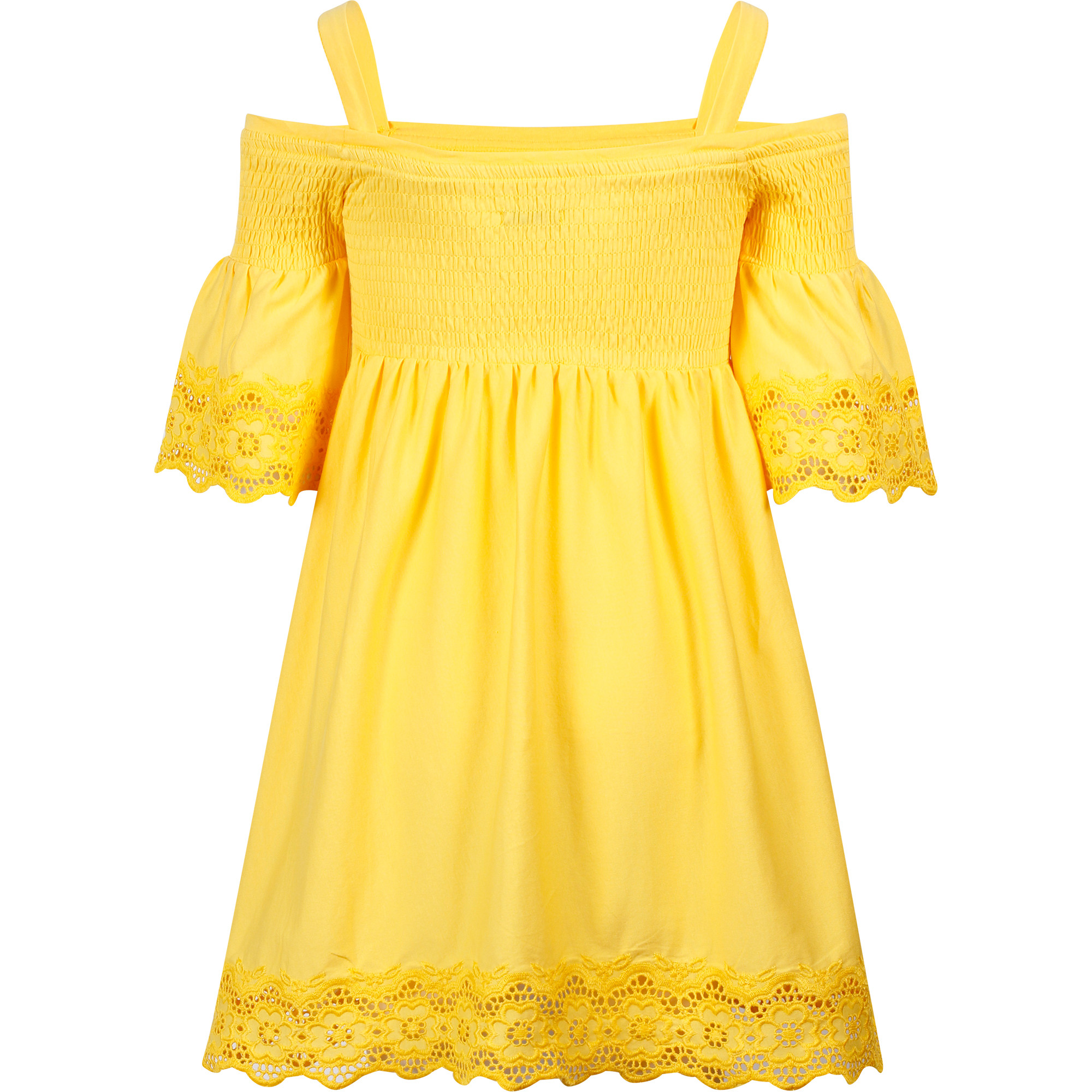 womens yellow eyelet dress