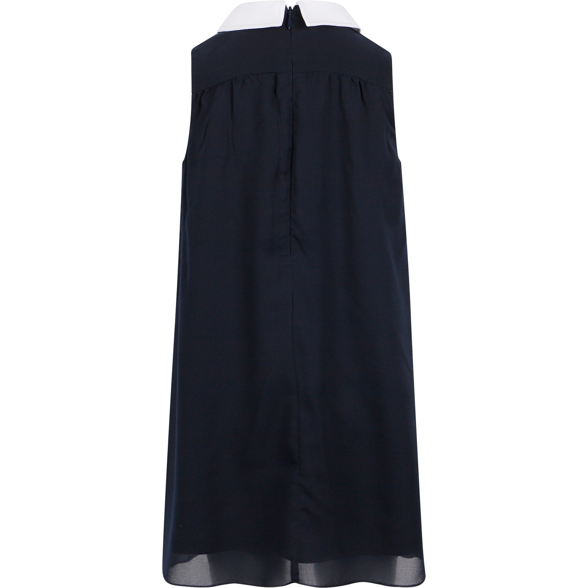 BOSS Elegant Sleeveless Dress with White Collar in Black