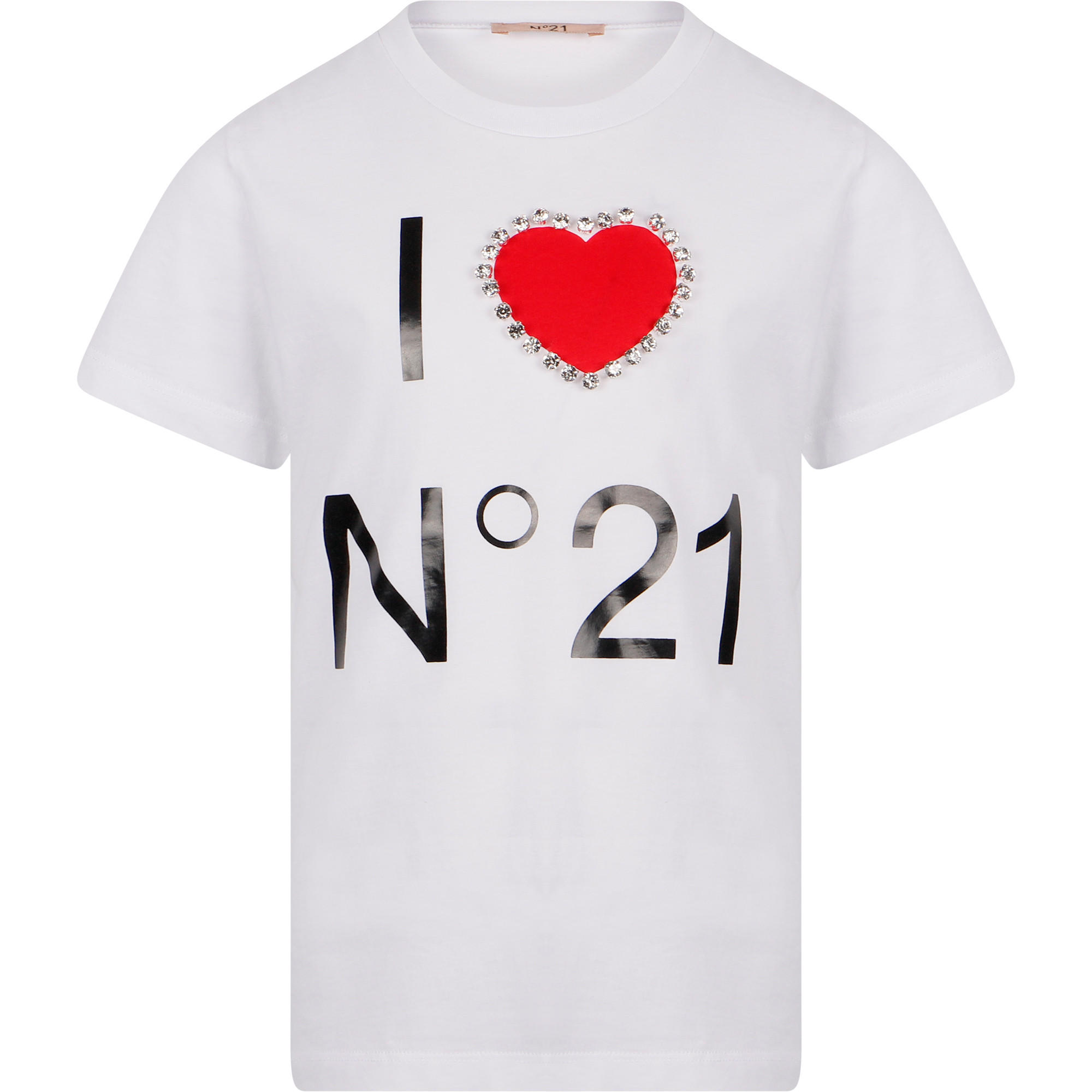 N21 Kids Love Heart Print Logo TShirt in White