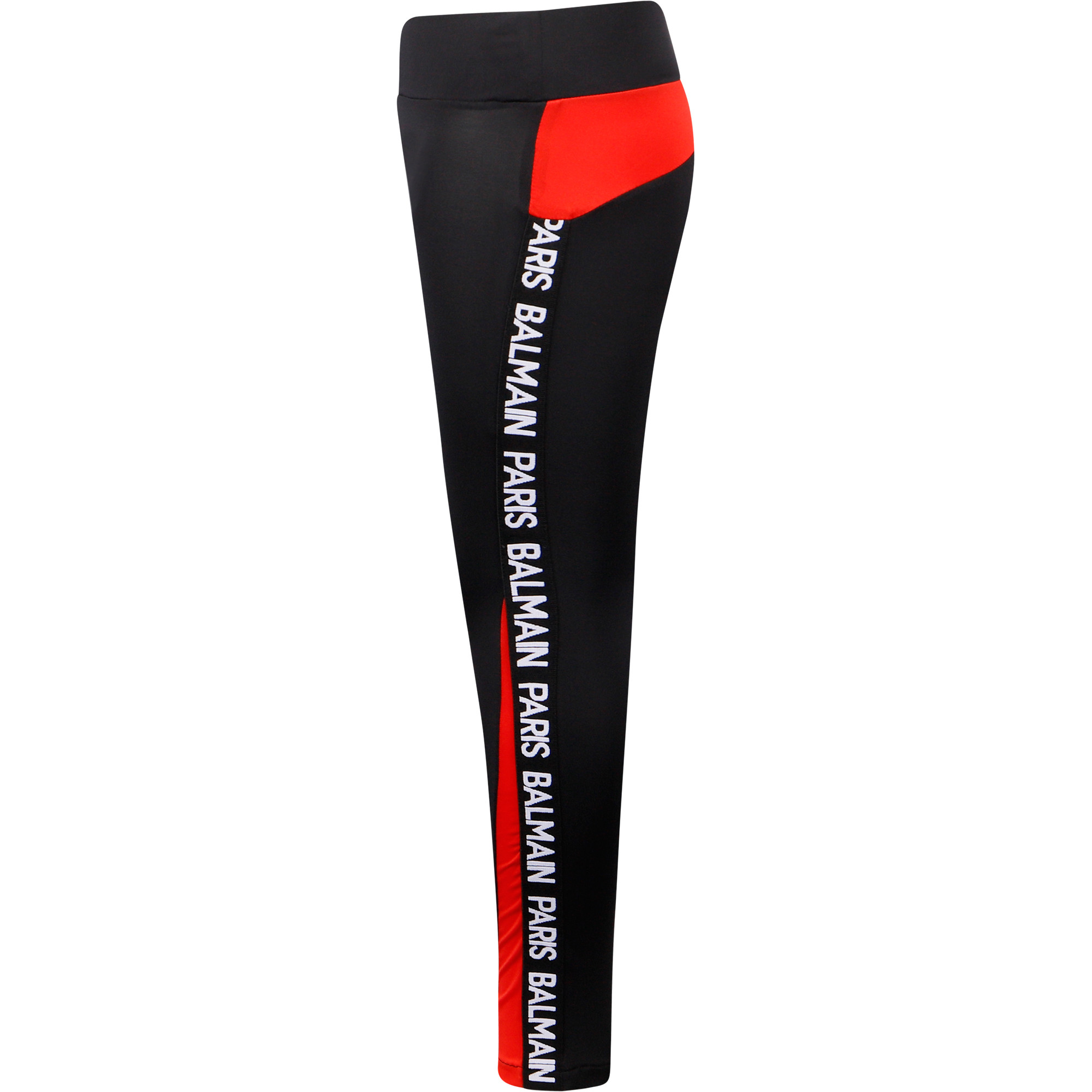 Balmain Monogram Leggings in Black and Red —