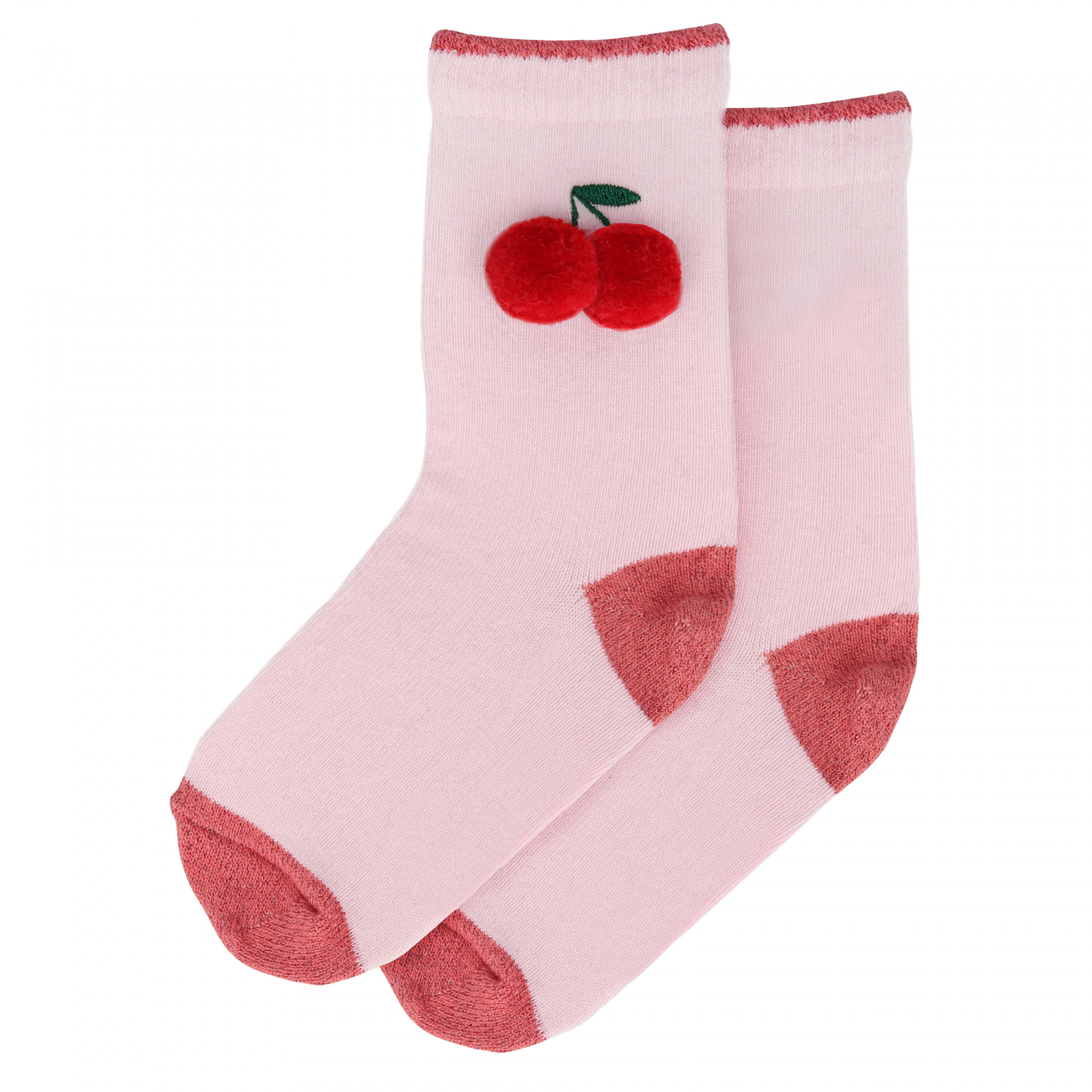 Meri Meri Cherry Pom Pom Socks in Soft Pink