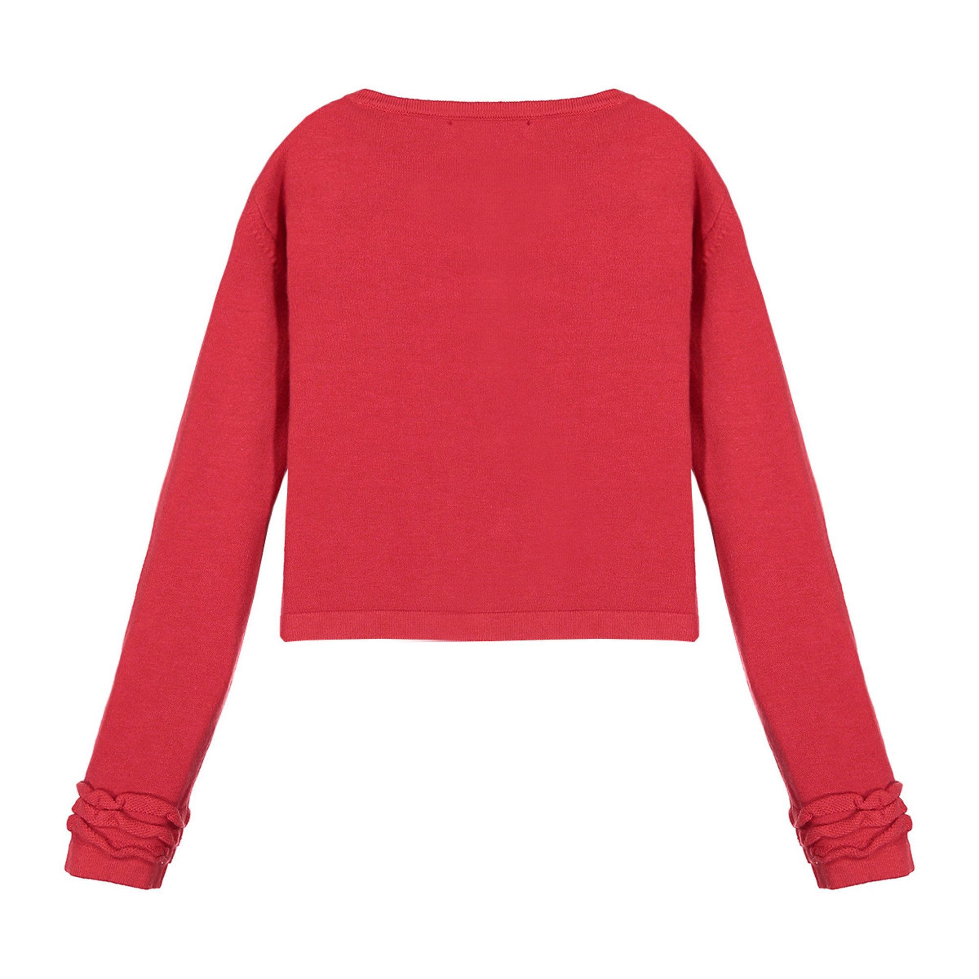 Miss Blumarine Girls Short Red Cardigan with Ruffle Front for Girls