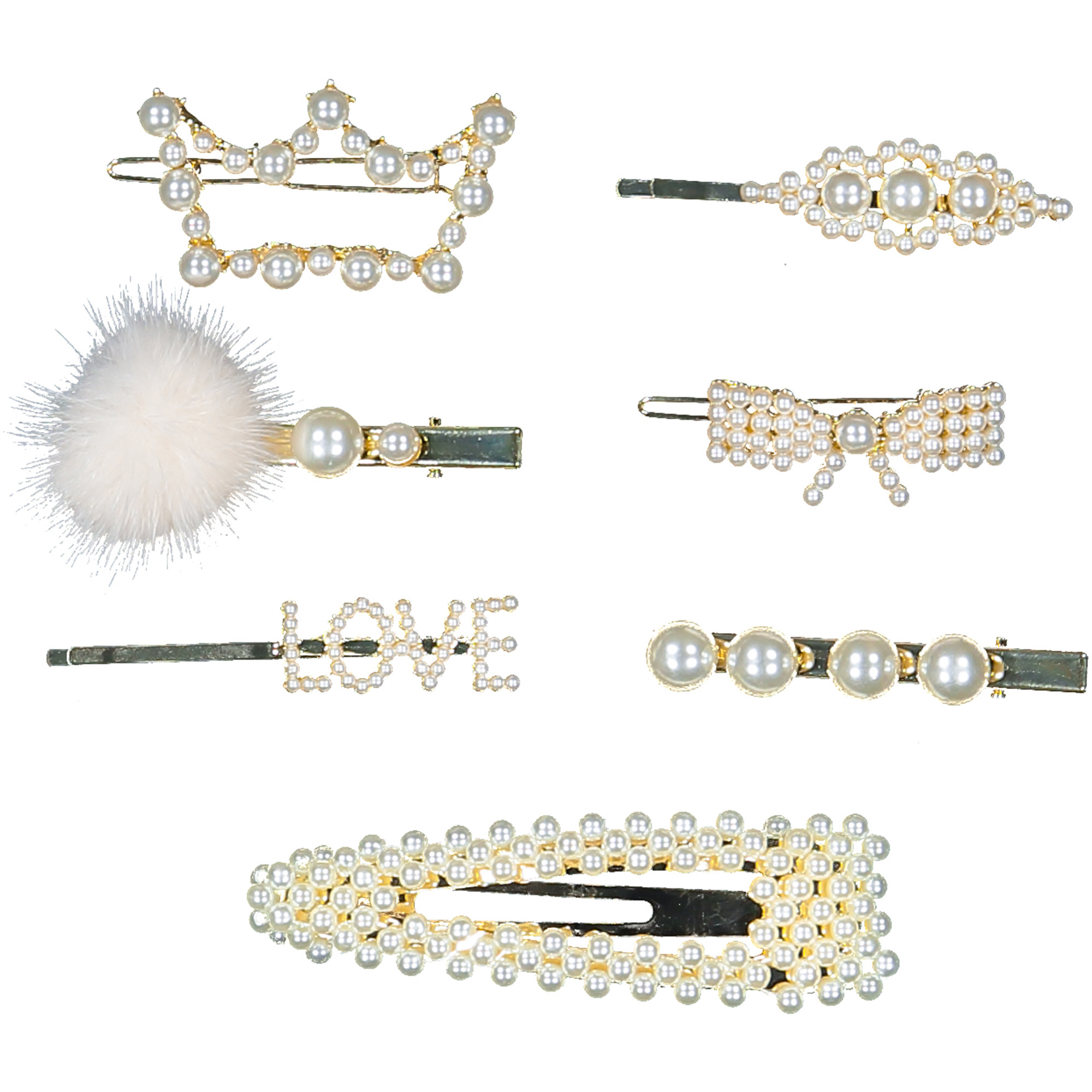 Monnalisa Perl Embellished Hair Clips Set in White —