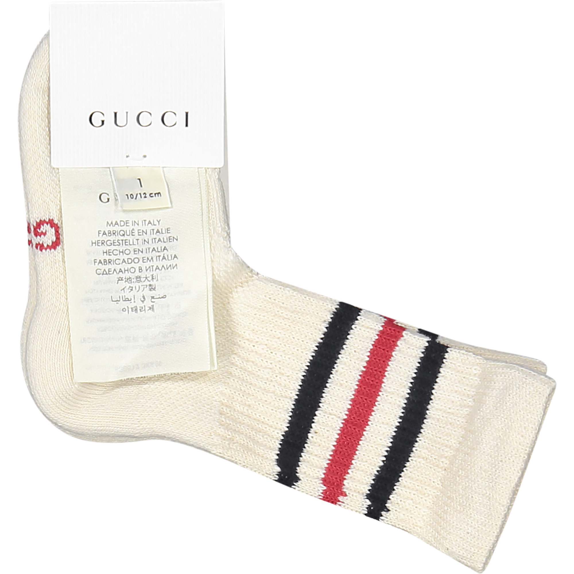 Gucci Striped Monogram Socks in Ivory White —