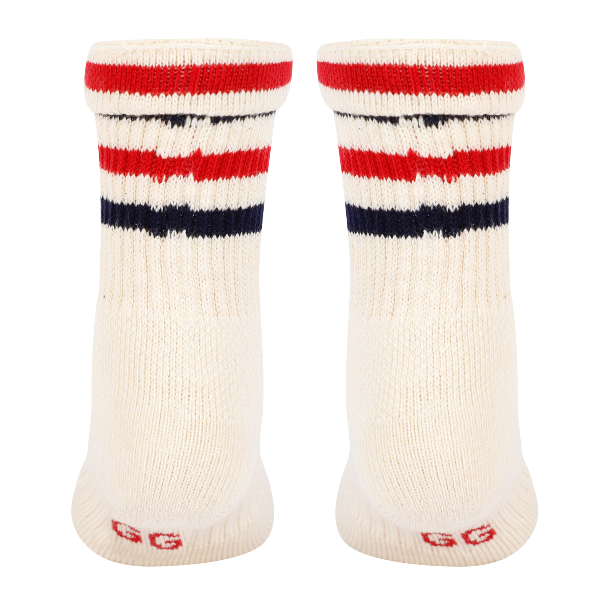 Gucci Striped Monogram Socks in Ivory White —