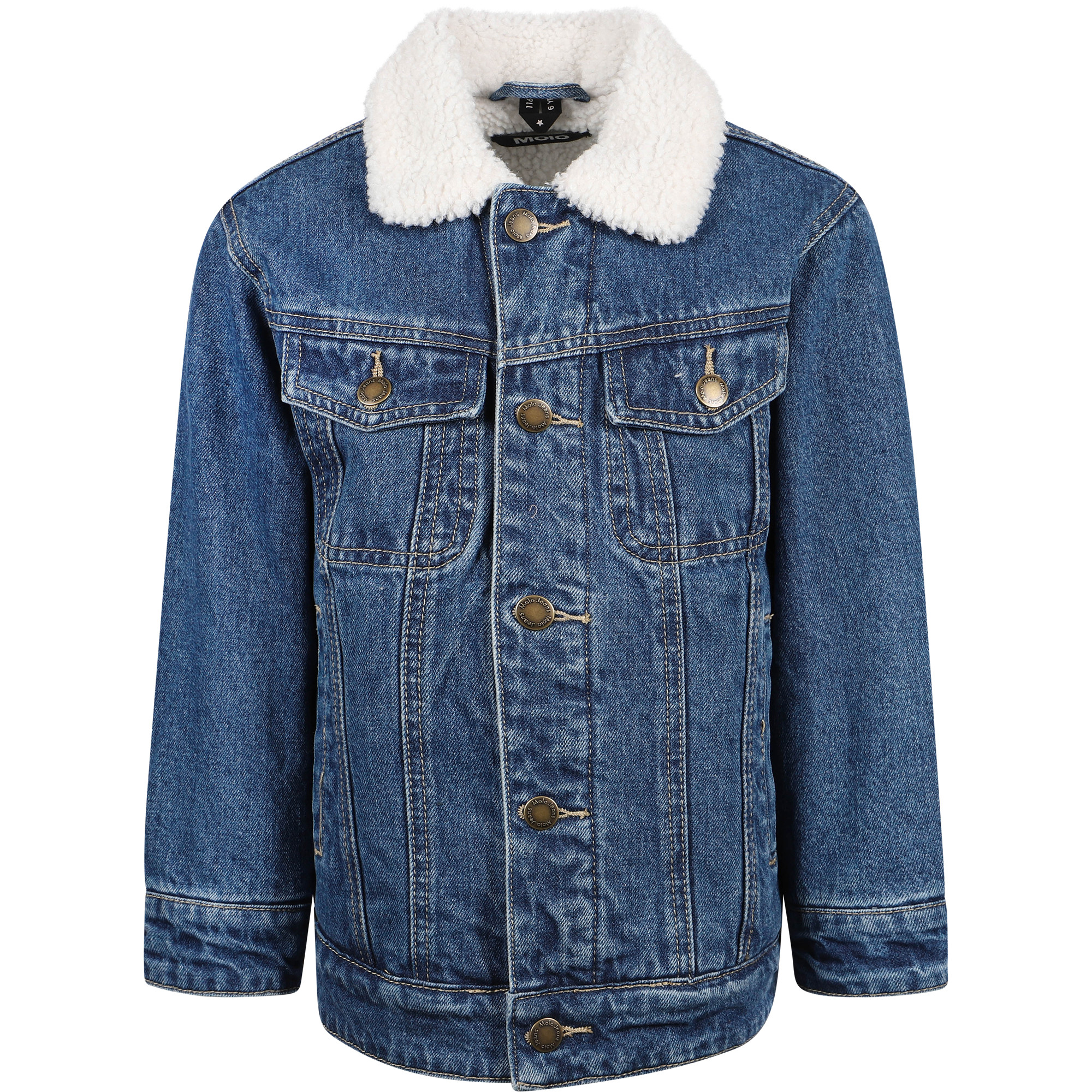 Molo Sherpa Collar Denim Jacket in Blue —