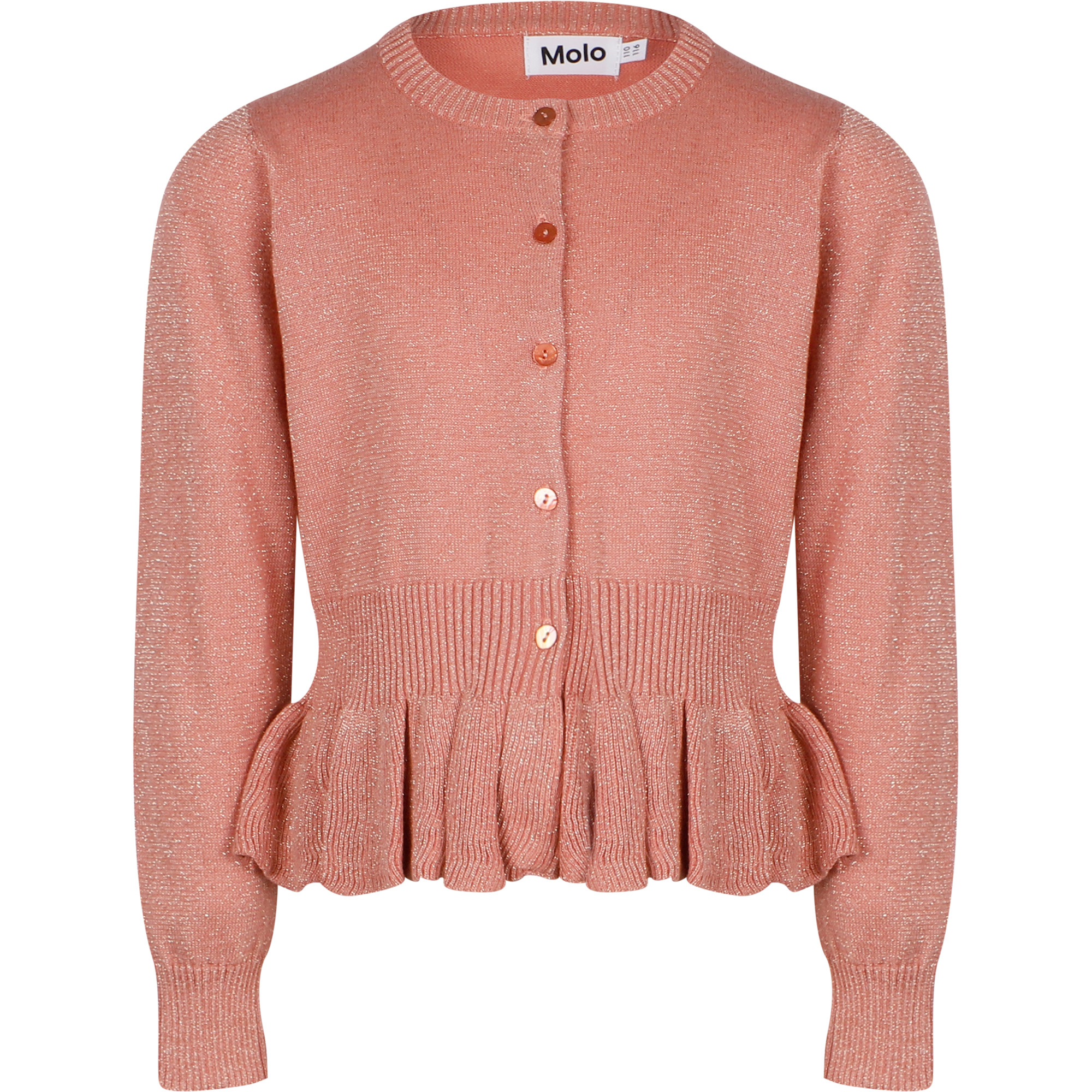 Molo Glitter Cardigan in Salmon Pink —