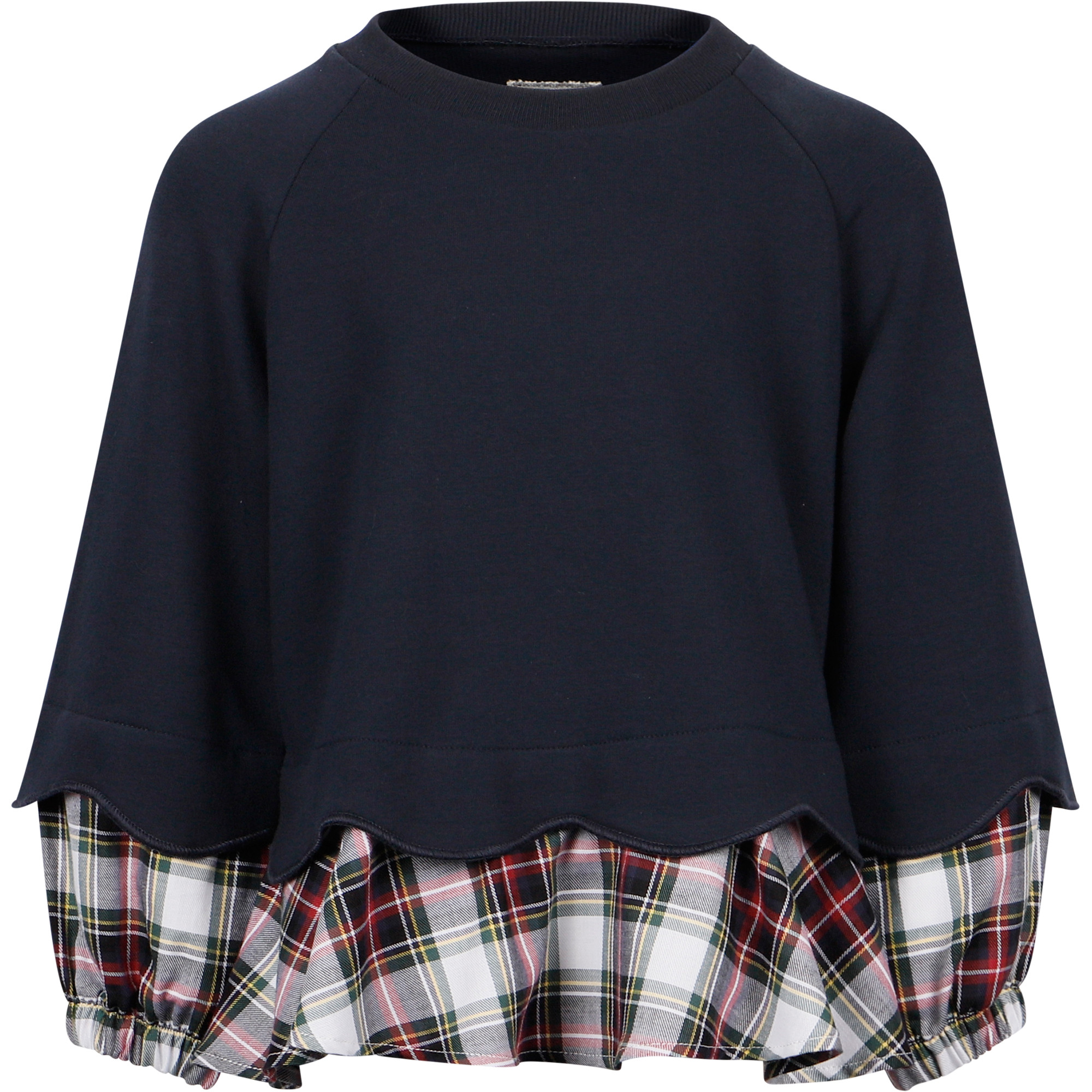 blue checkered cardigan