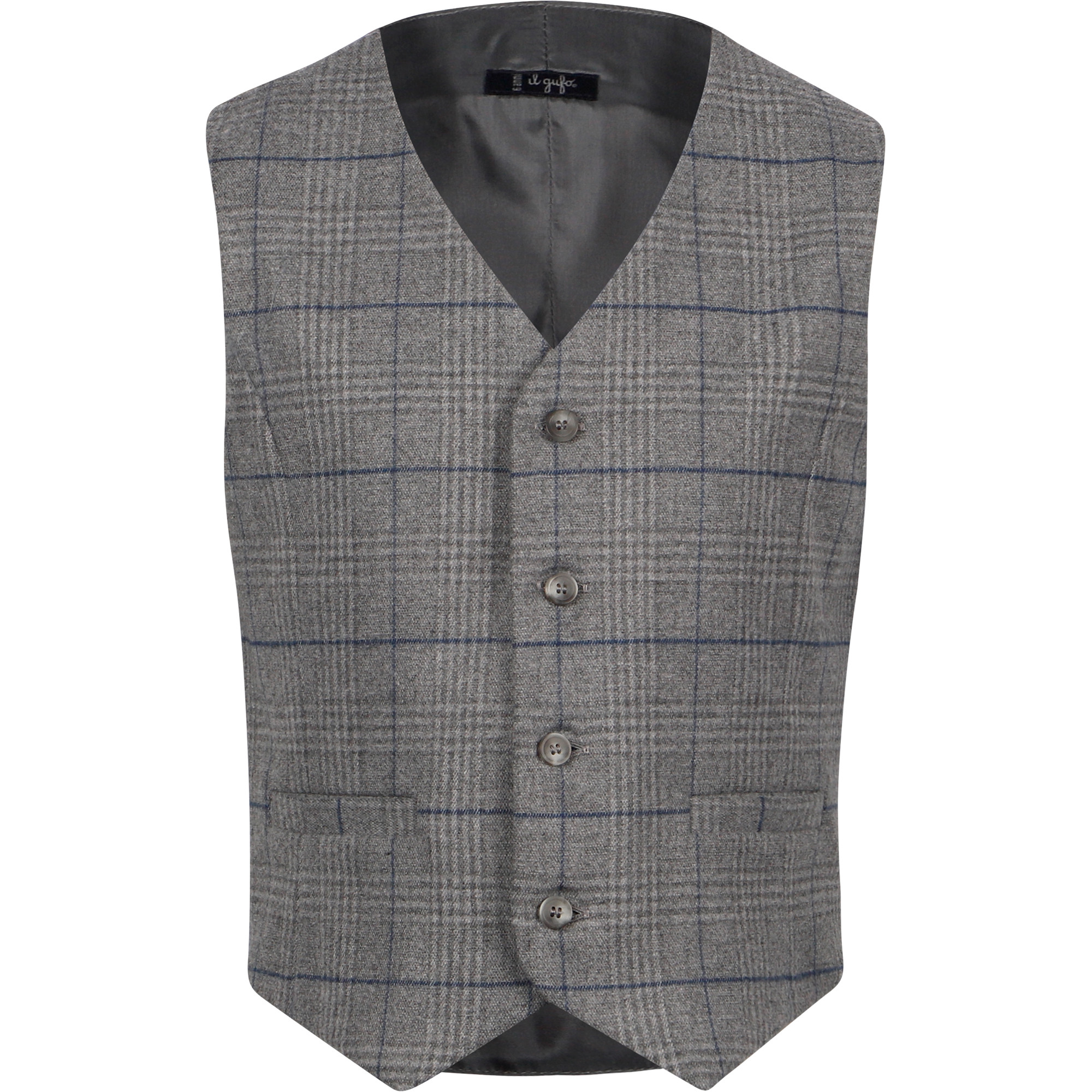 Il Gufo Classical Checkered Waistcoat in Grey